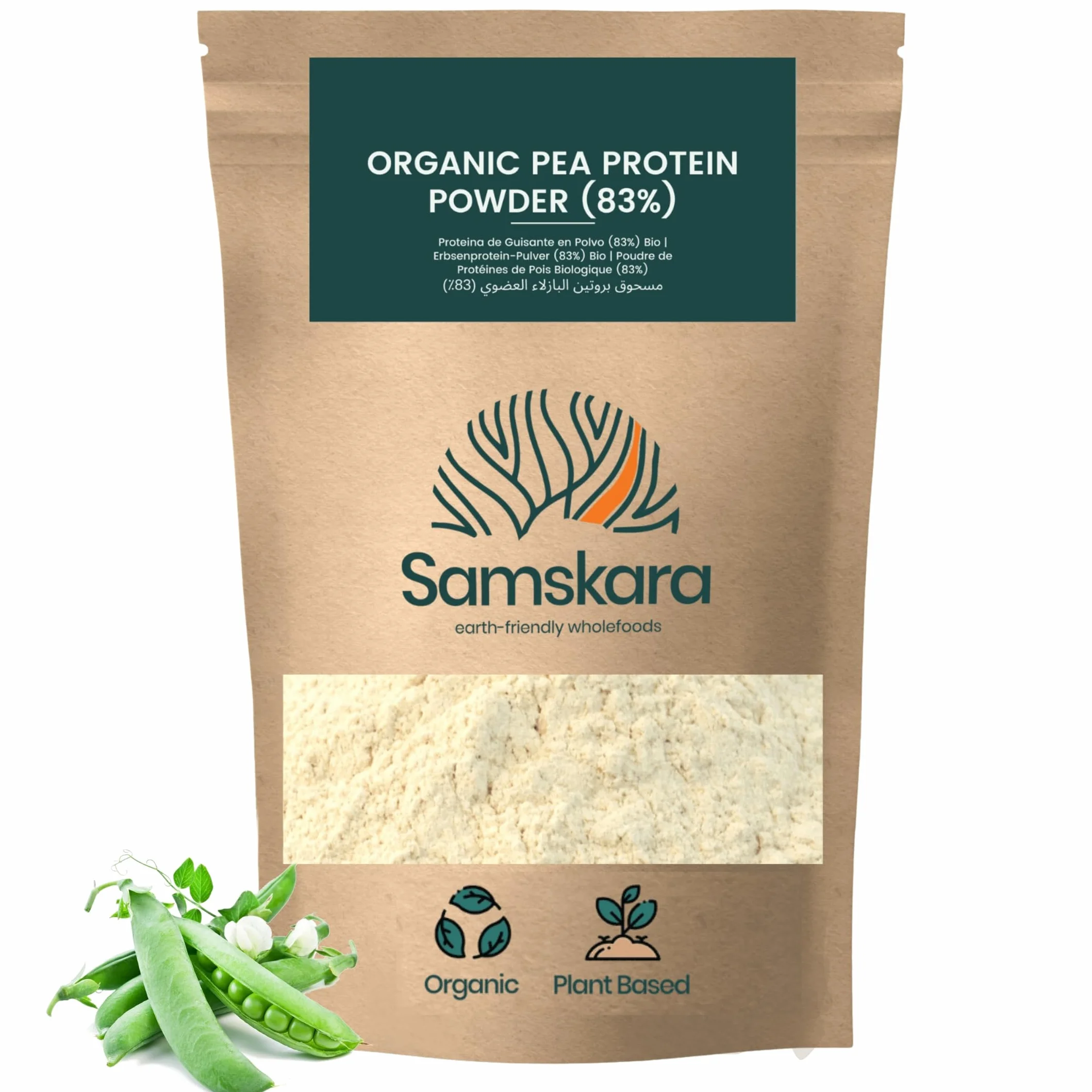 Proteina de Guisante BIO en Polvo 83% Fermentado Suave Sedoso 1kg
