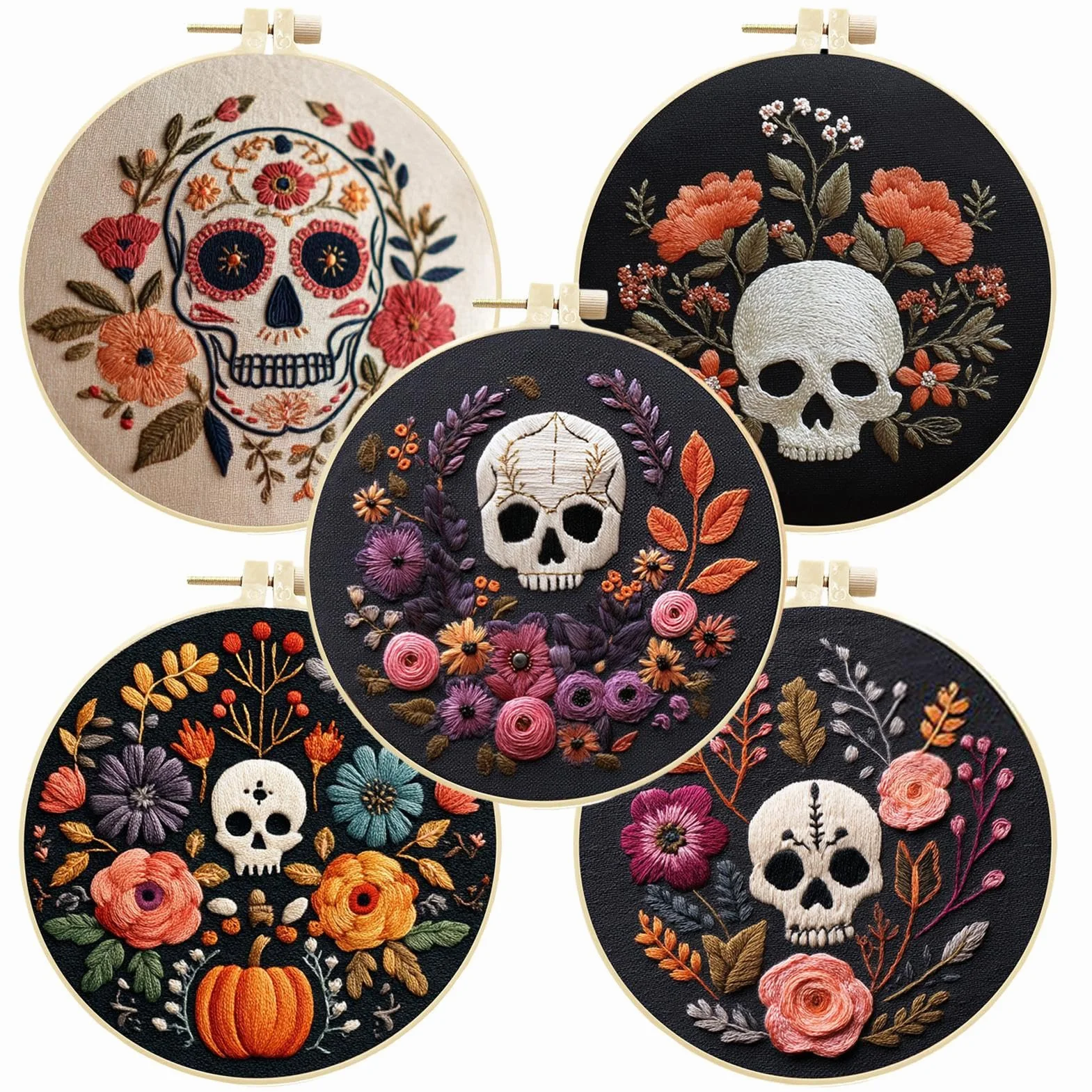 Kits De Bordado De Halloween Para Adultos Sets Completos de Manualidades de | Kit de Bordado Halloween con Aguja e Hilos para Adultos Mujeres Mamá Esposa Familia Amigos Entusiastas Manual