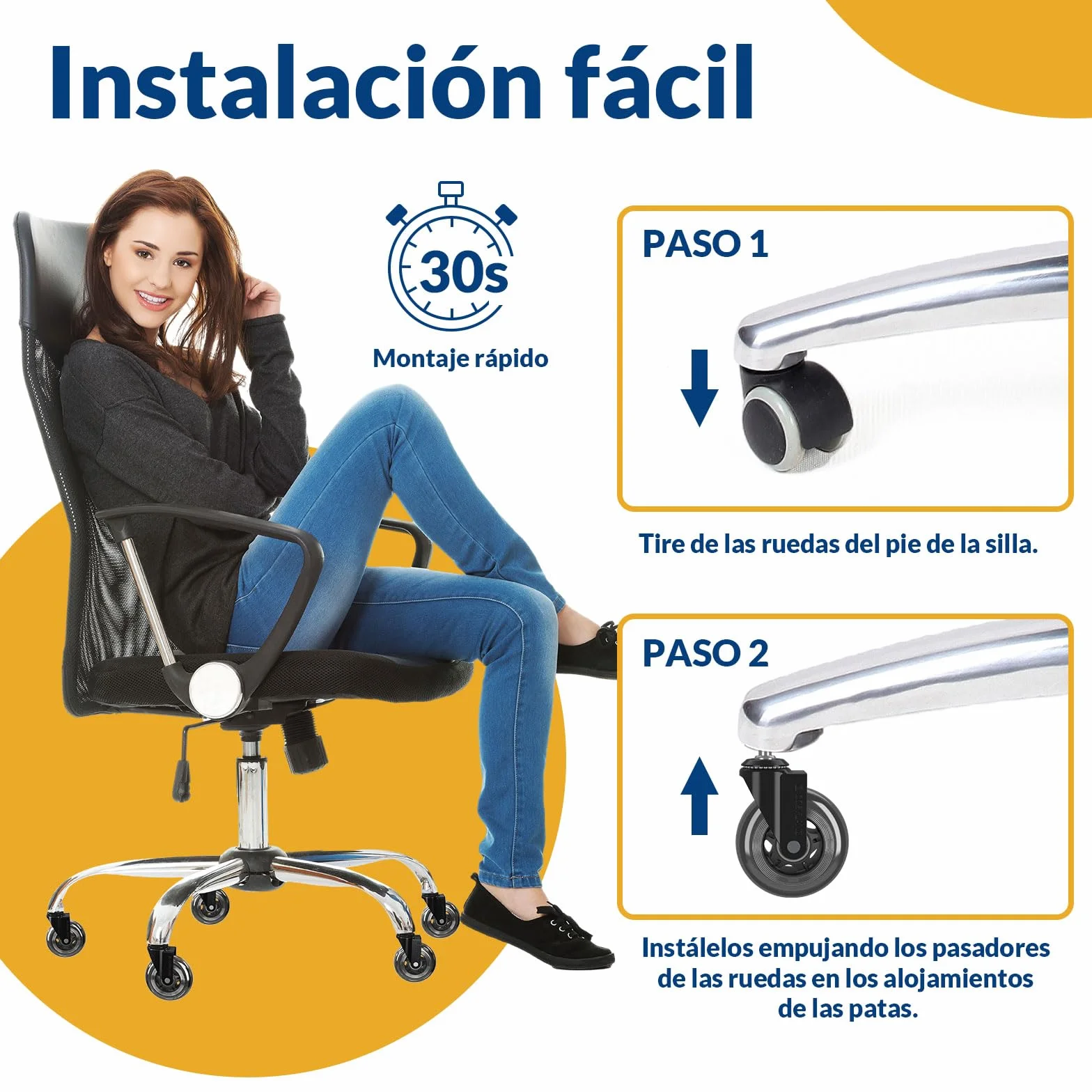 COSYLAND 5pcs Ruedas Silla Oficina 11 mm x 22 mm Silenciosas