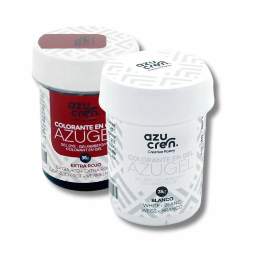 Azucren Colorantes Alimentarios en Gel Rojo y Blanco Pack 2 Ud 35 g para Fondant Buttercream Bizcochos