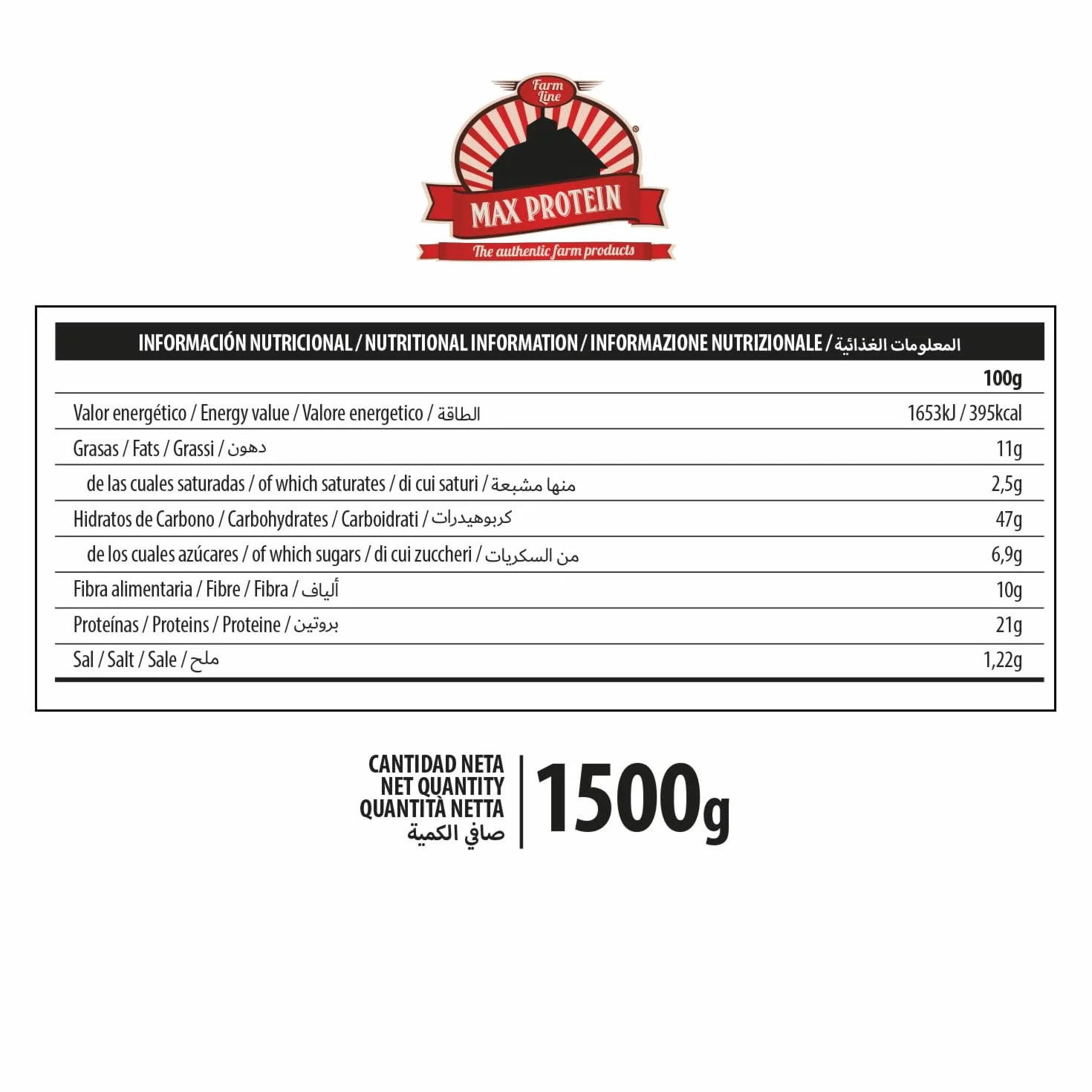 MAX PROTEIN Harina de Avena Sabor Conguitos White con Toppings 1,5 kg Avena en Polvo Proteína para Batidos