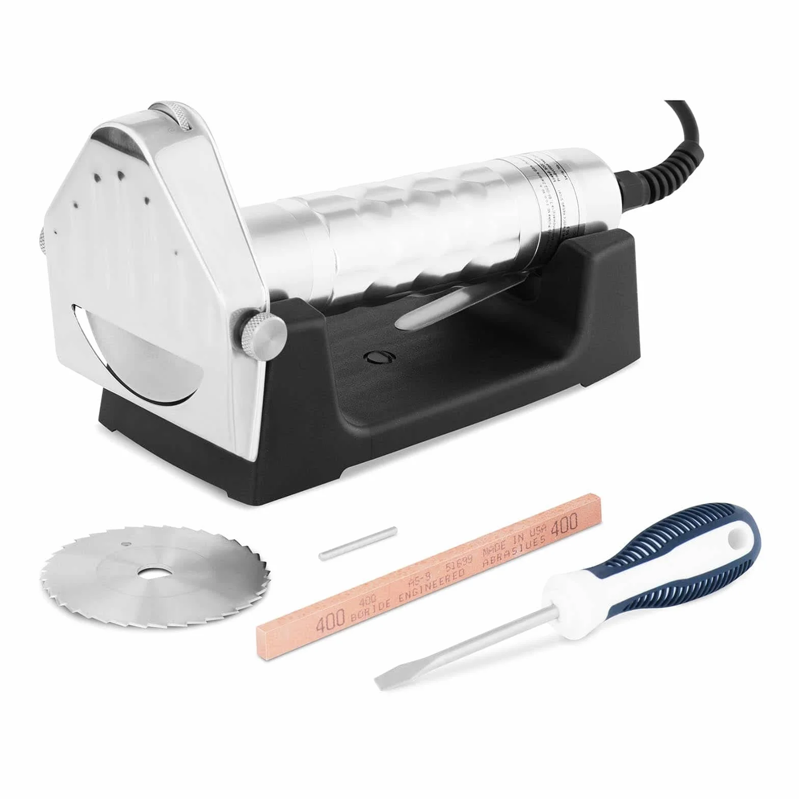 Royal Catering Cuchillo Eléctrico para Kebab Cortador de Doner RCKK-80.3 (Velocidad: 8000 r.p.m., Espesor de corte: 0-6 mm, Diámetro de la cuchilla: 80 mm)