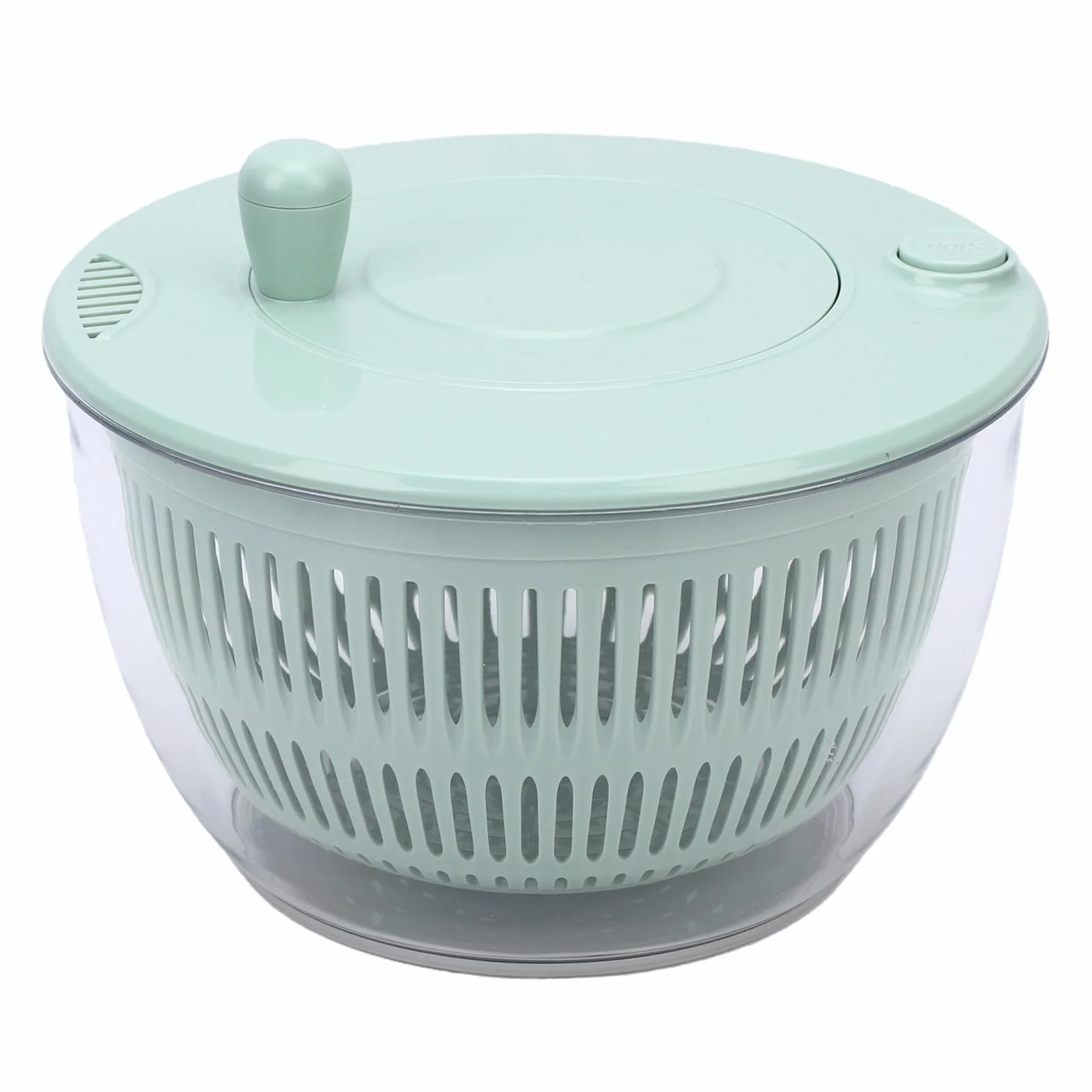 Ausla Ensaladera Giratoria, Secadora de Lechuga y Lavadora de Verduras de Acero Inoxidable ABS PP, Tazón de Preparación de Ensalada Manual de 5.3 Cuartos con 5 Cuchillas para Rebanar, Secar y Usar