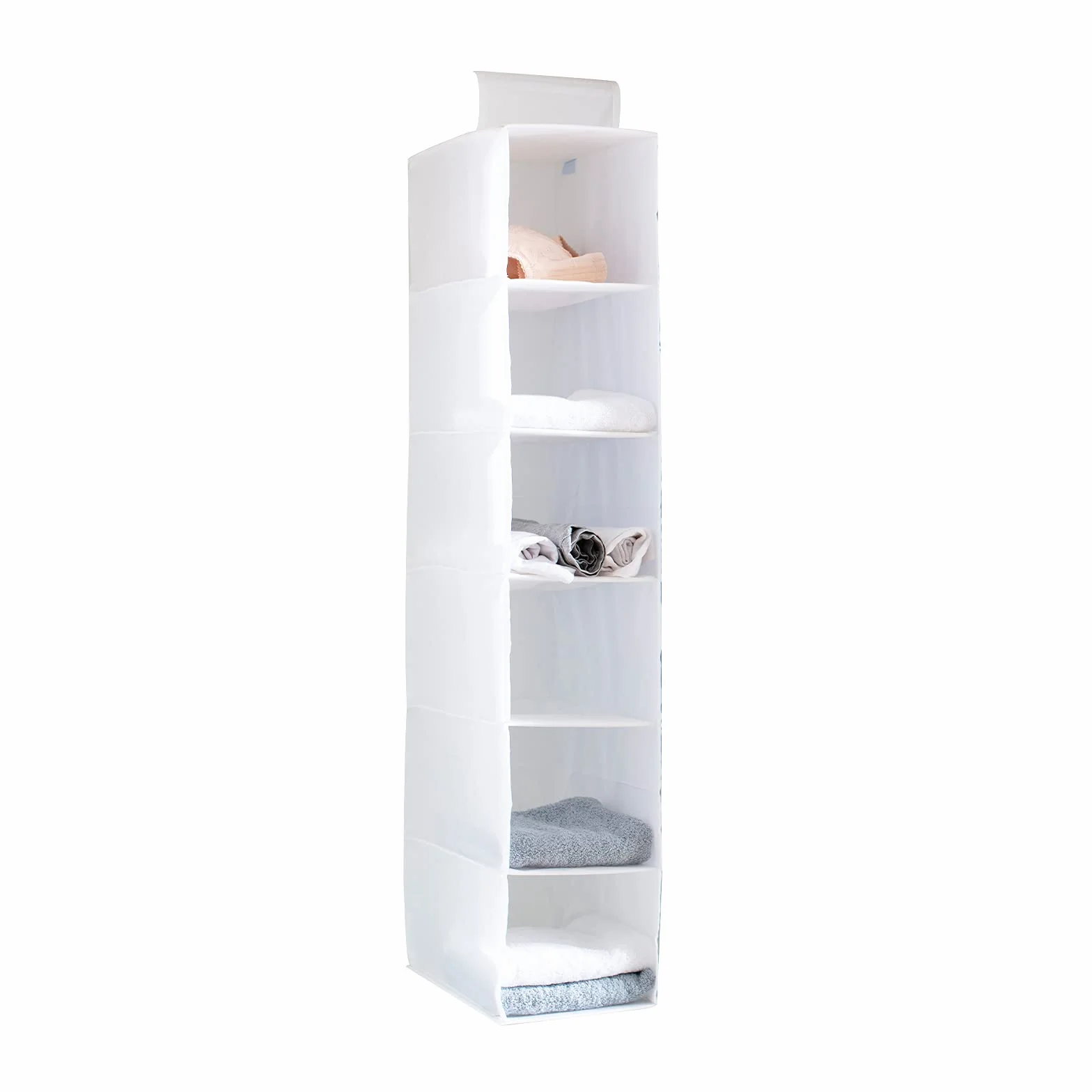 Organizador Estante de Ropa con 6 Baldas, Estantería de Tela para Armarios Blanco 20cm
