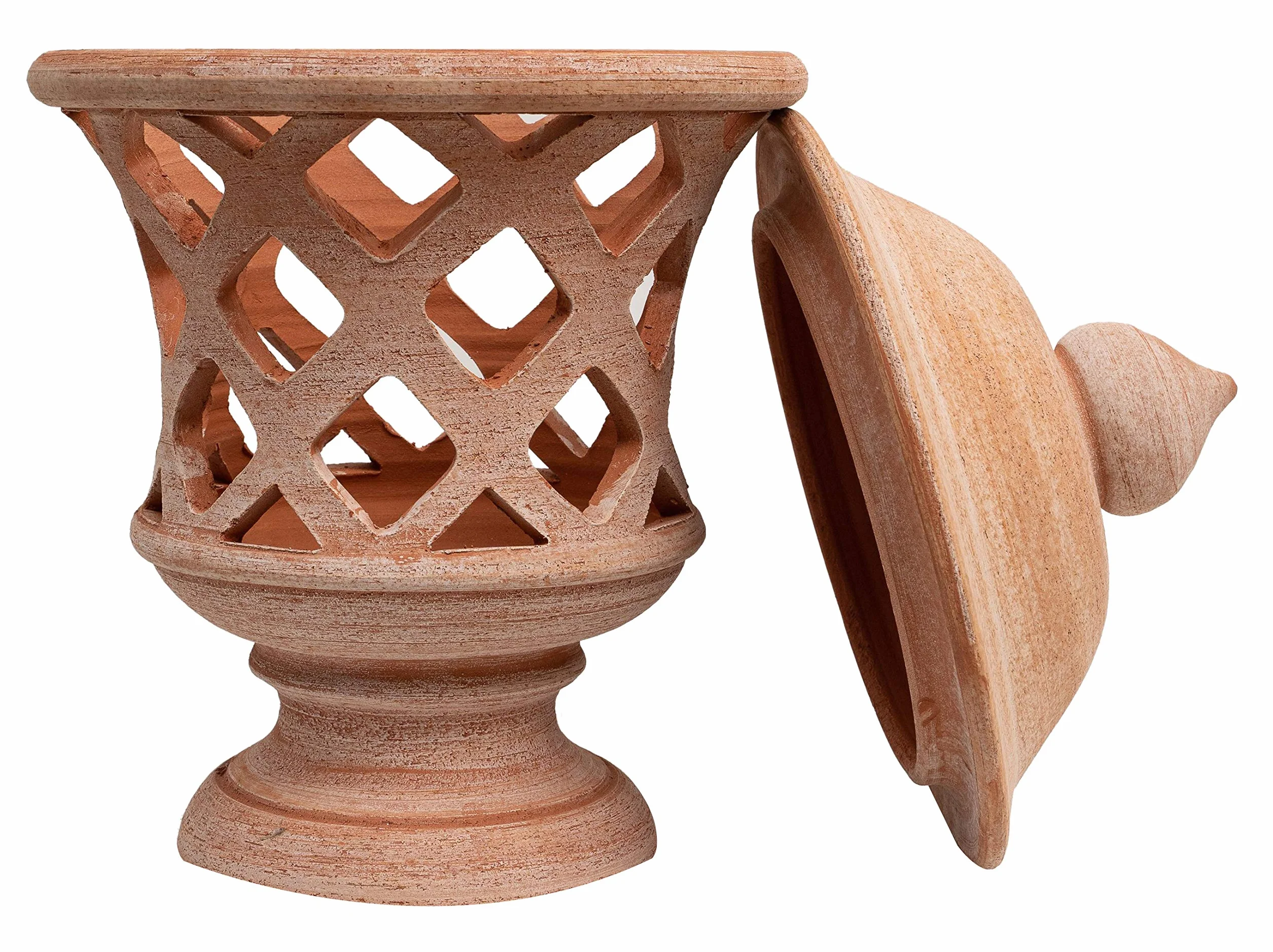 Biscottini Farol de exterior de terracota 55 x 35 x 35 cm | Faroles de exterior portavelas fabricados en Italia | Faroles para iluminación de jardín