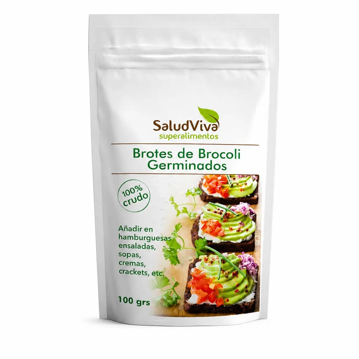 Salud Viva Brócoli Germinado Deshidratado Eco 100 g brotes de brócoli germinados alto en fibra fuente de proteínas