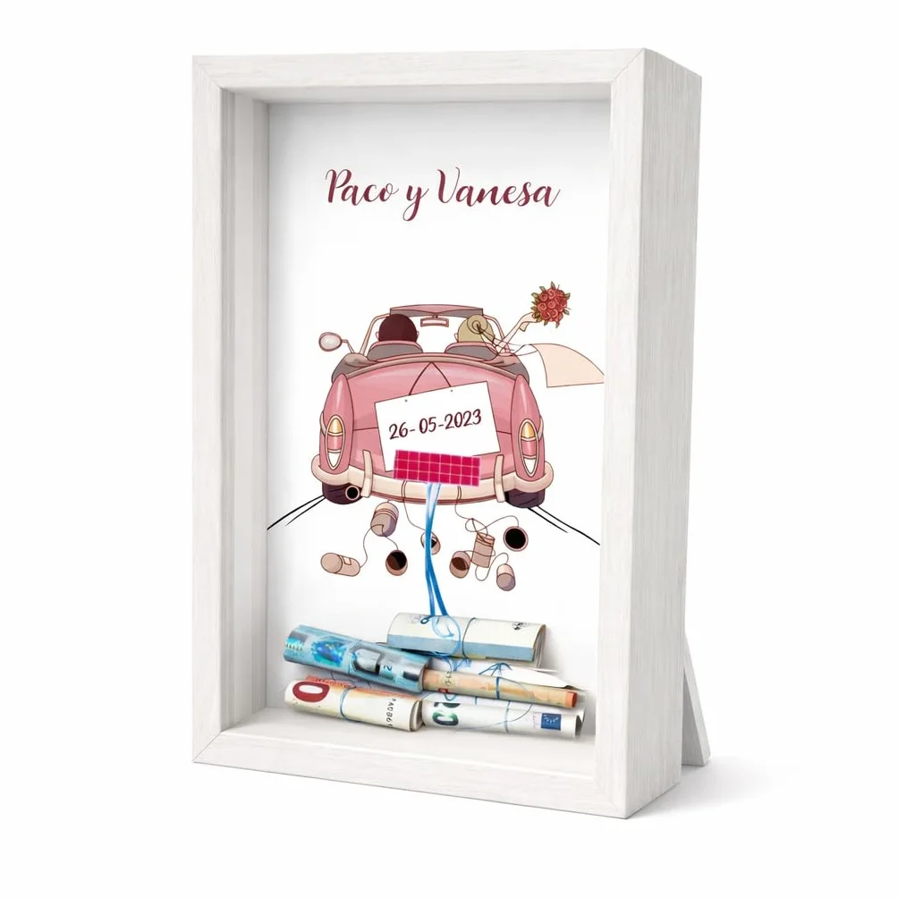 Cuadro Personalizado Regalar Dinero Boda Hucha Original Billetes Marco 3D