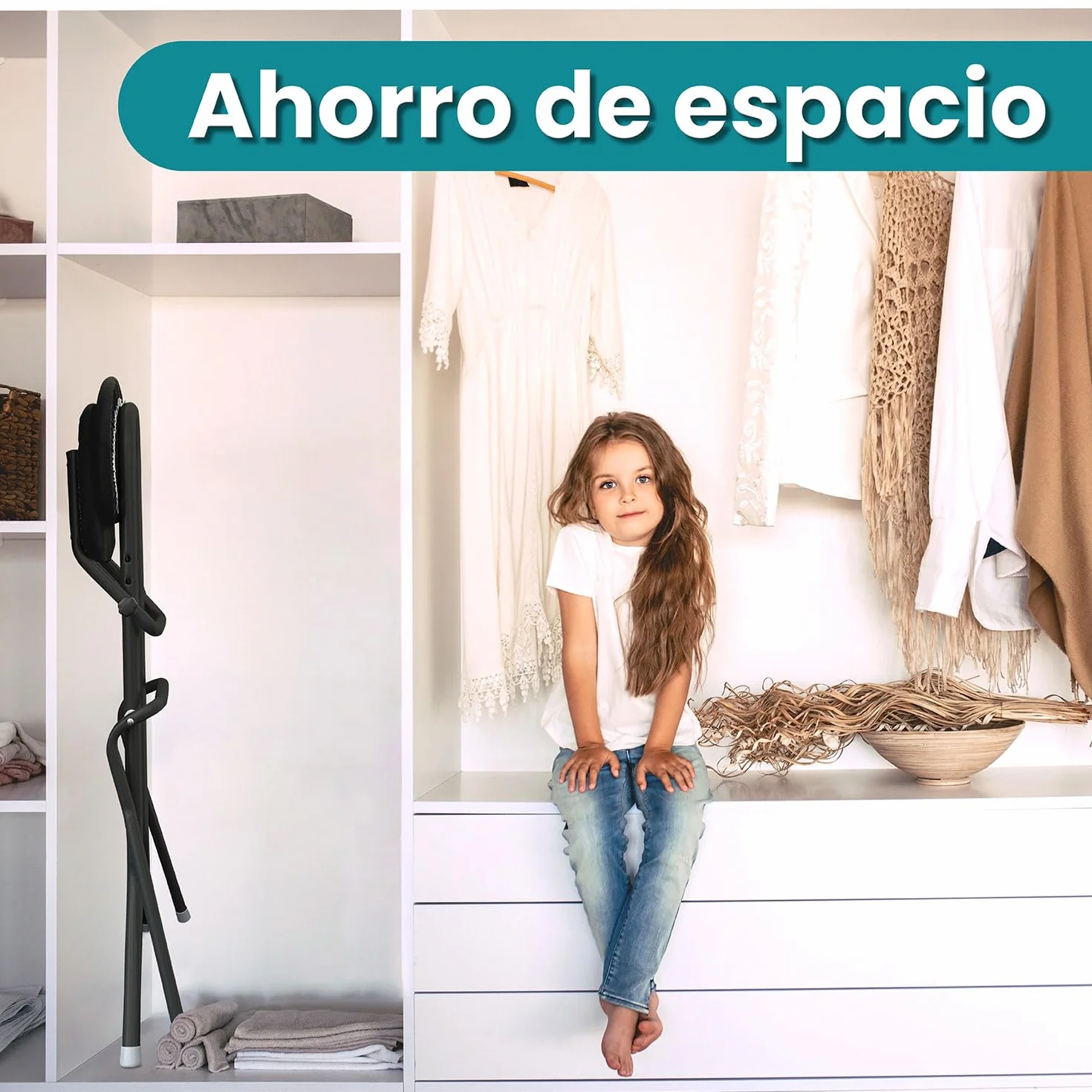 ELONEO Silla Plegable Acolchada - Antideslizante, Cuida la Espalda, Taburete Ahorra Espacio, 3 Alturas (58-65 cm), Carga Máxima 120 kg, 45 x 98 x 47 cm (Negro)