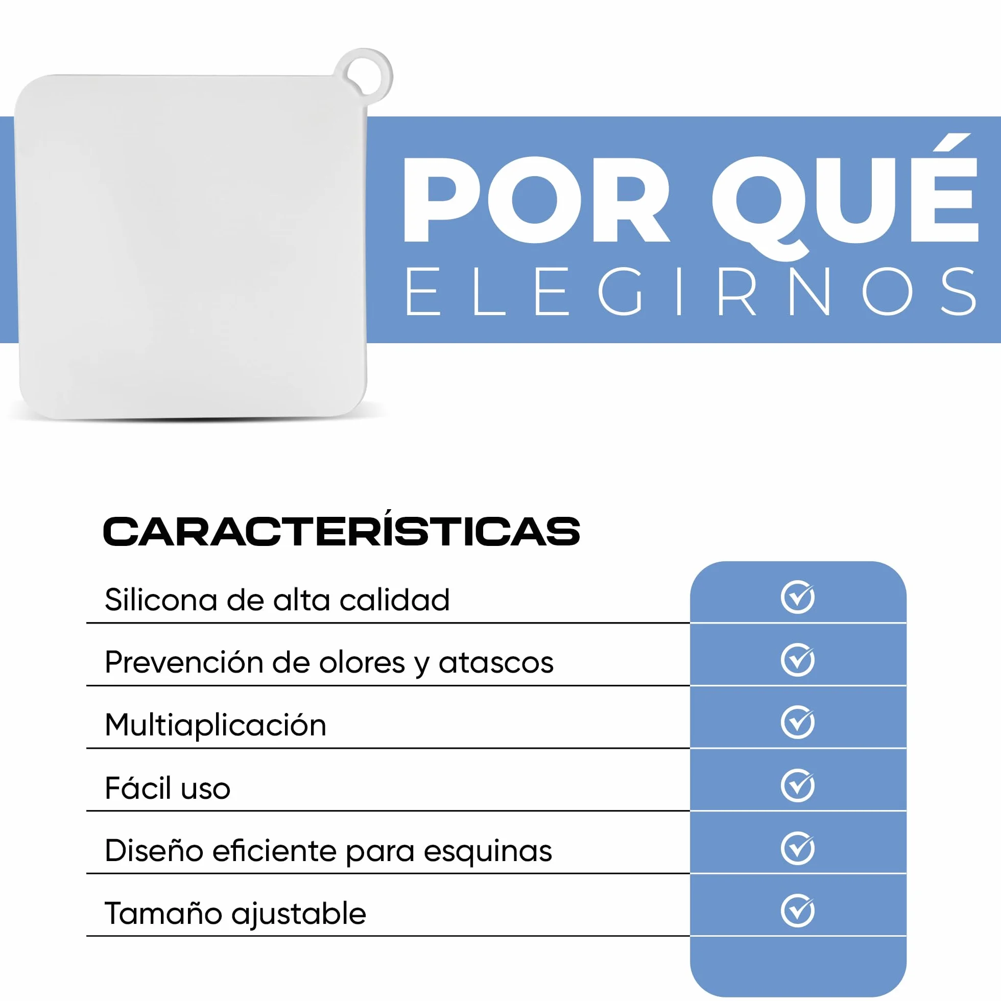 Tapa Desagüe Ducha Silicona Antiolores 15x15cm Blanco Pack 4