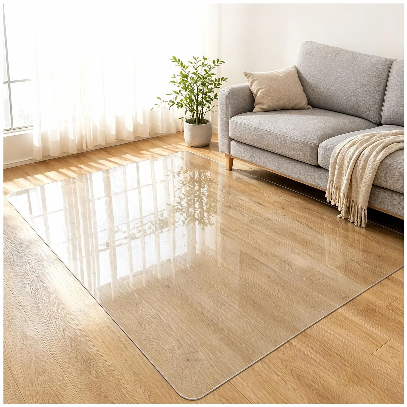 Alfombrilla Protectora de Suelo para Silla de Oficina,65x90cm PVC Transparente, 1,5 mm Antideslizante, Protector de Suelo para Escritorio y Home Office