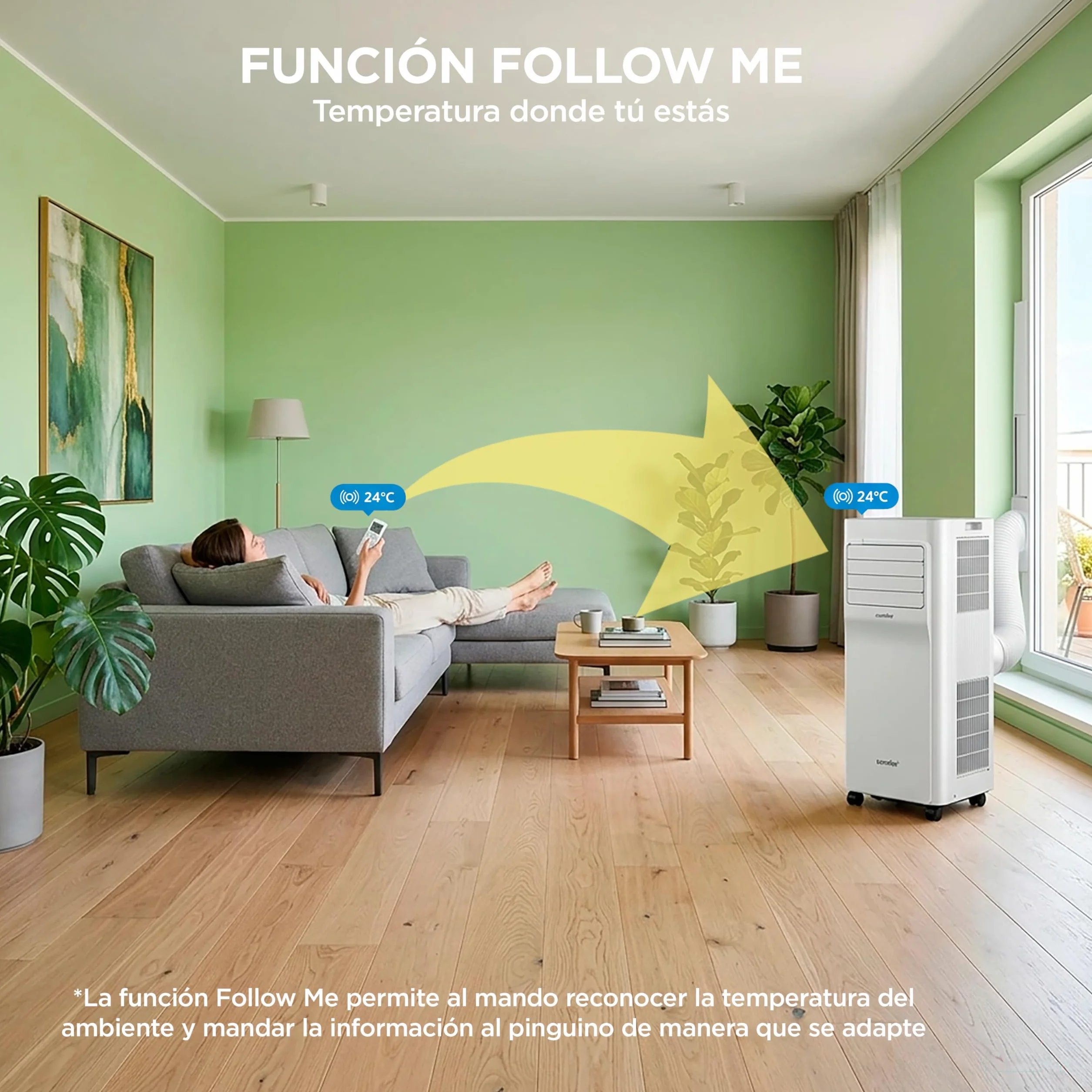 COMFEE Aire Acondicionado Portátil 3 en 1 9000 BTU 2250 Frigorías Climatizador Deshumidificador App Mando a Distancia