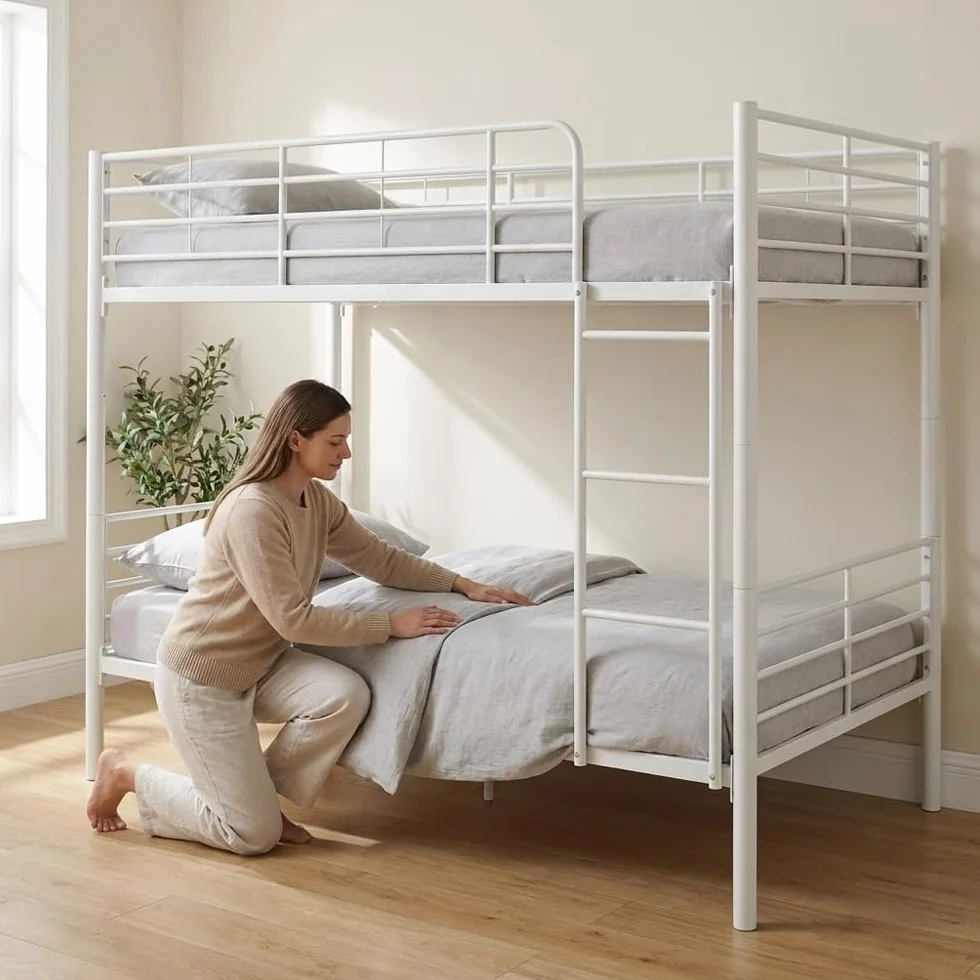 Befara Litera Divisible Twins – Convertible en 2 Camas, Estructura Acero epoxy, protección Anti-caídas - Blanco - 80 x 180