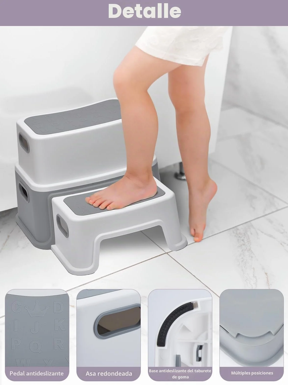HOUSE DAY Taburete infantil de 2 niveles (25 cm de alto) con patas antideslizantes para baño, inodoro y taburete antibasculante