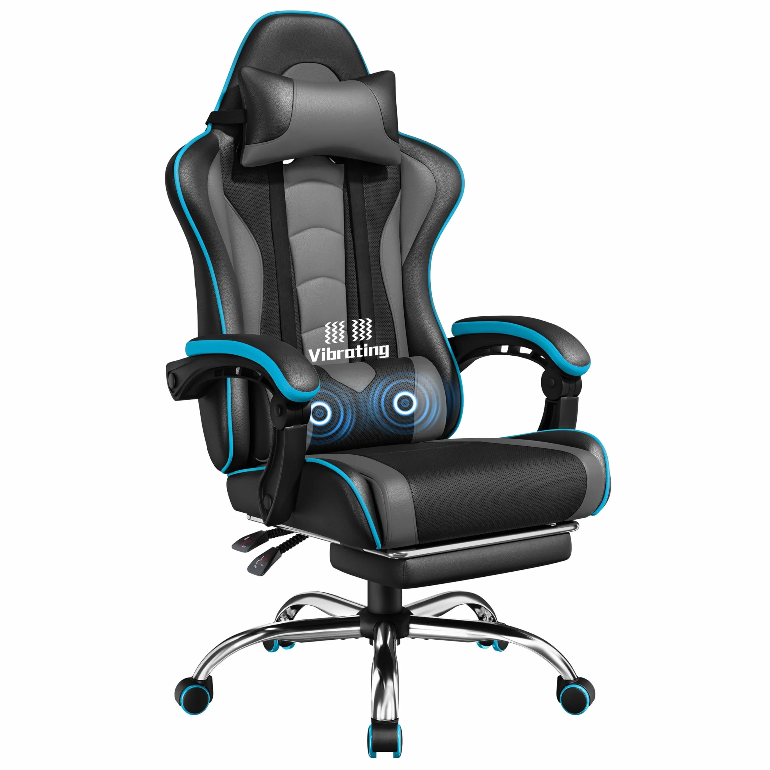 Yaheetech Silla de Oficina Ergonómica con Reposapies y Soporte Lumbar 136 KG Negro y Gris