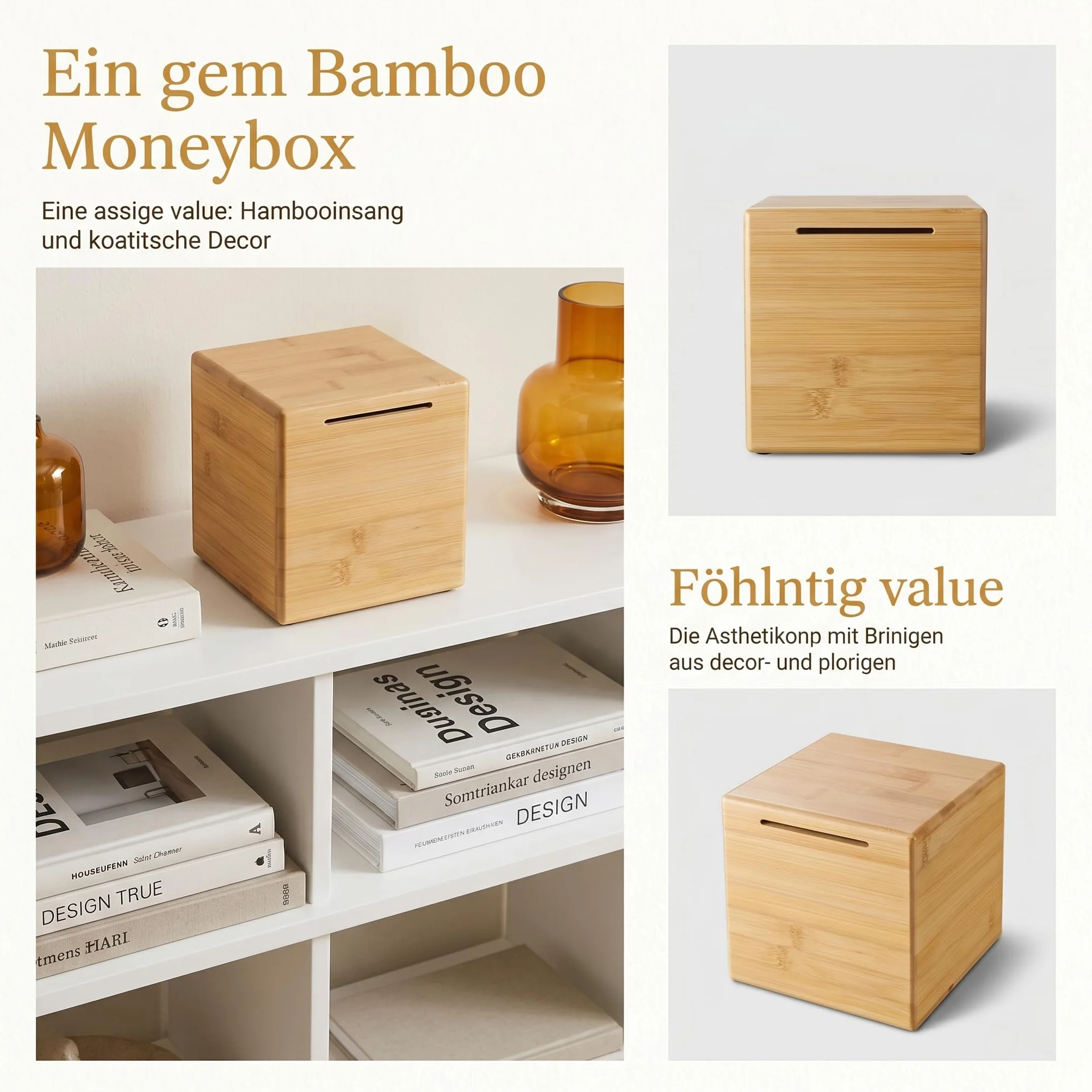 Bambú Hucha de madera personalizada XXL para adultos