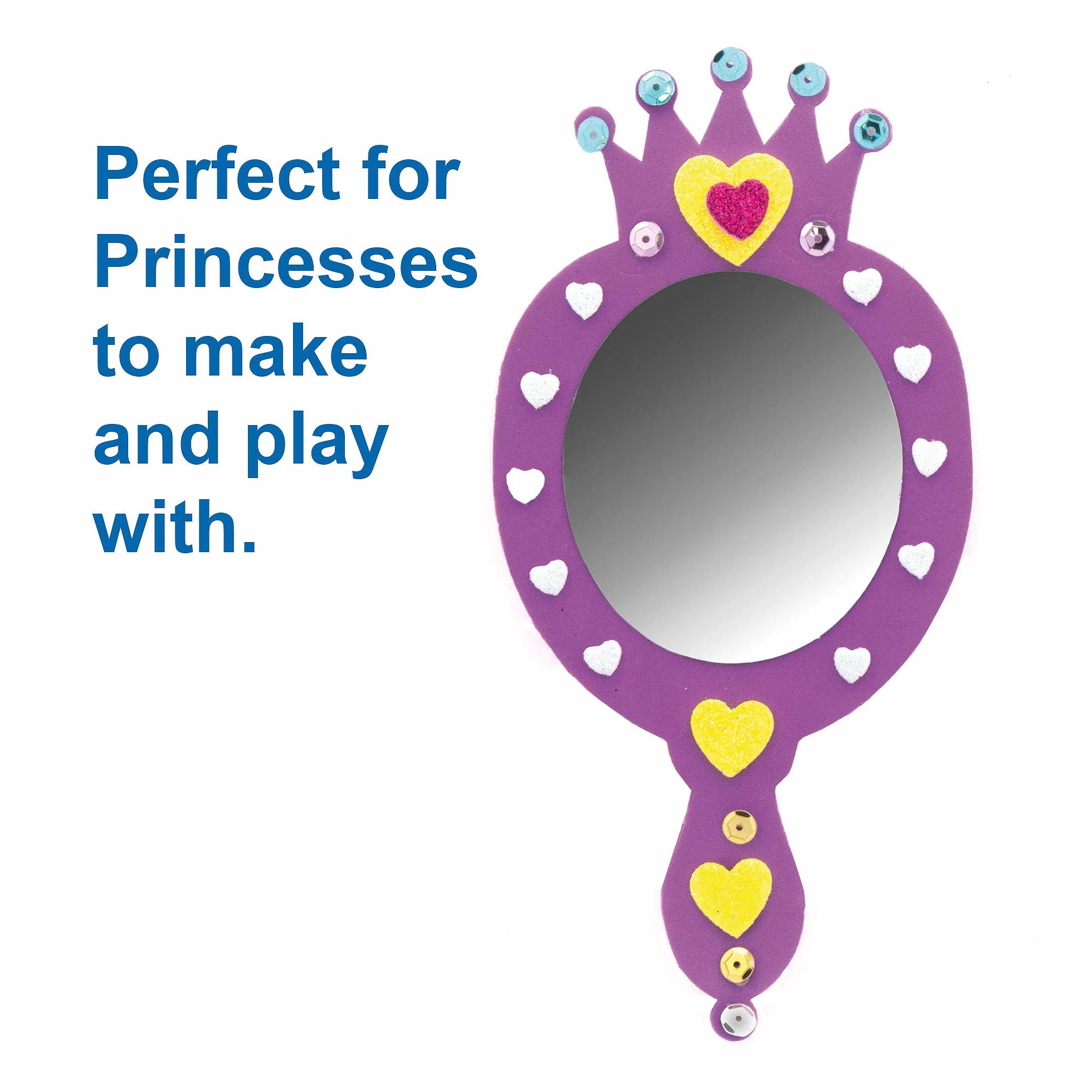 Princess Foam Mirror Kits Espejo autoadhesivo y decoraciones de espuma, actividad artesanal para niños (paquete de 4)