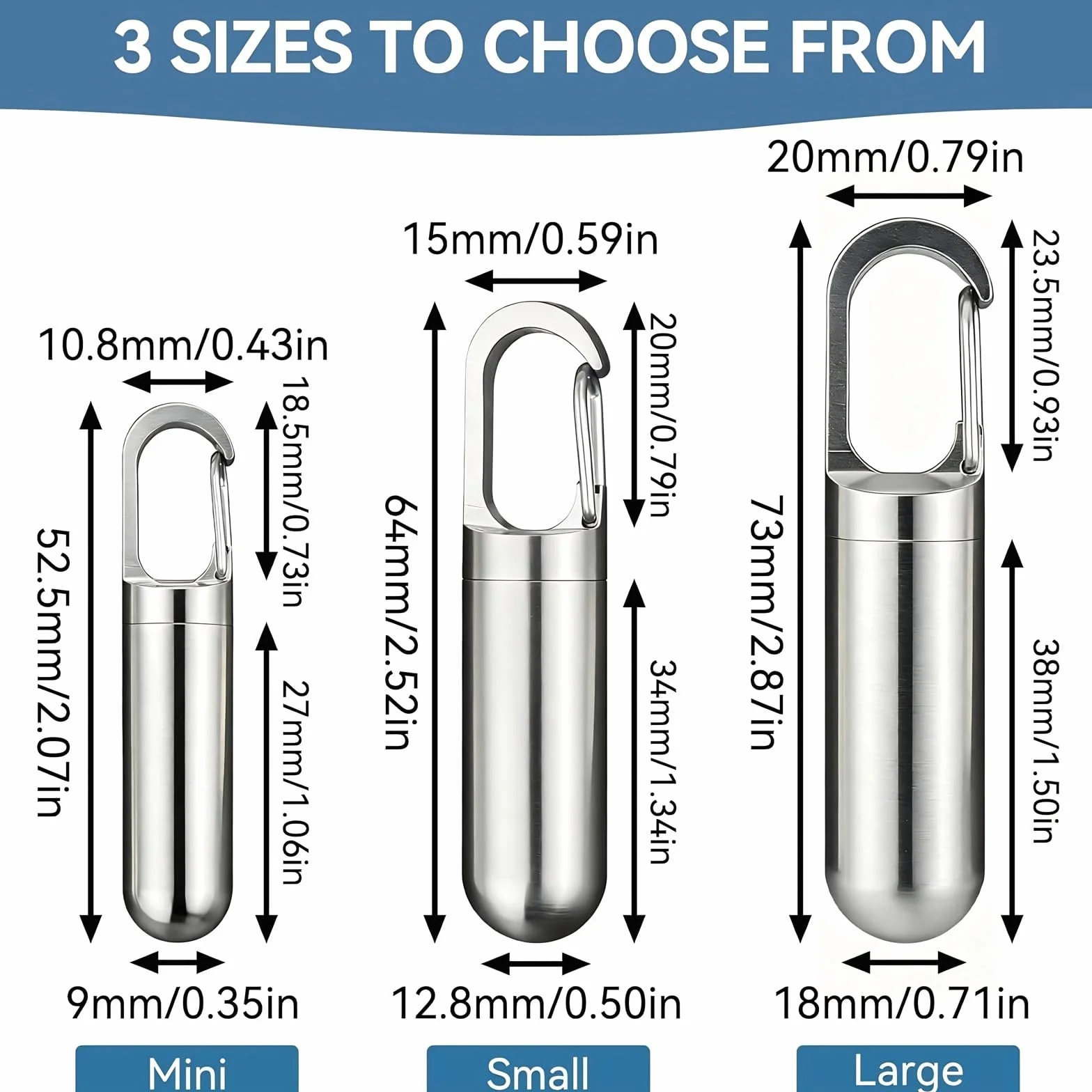 Pastillero de Acero Inoxidable Sellado Impermeable Portátil Mini Llavero
