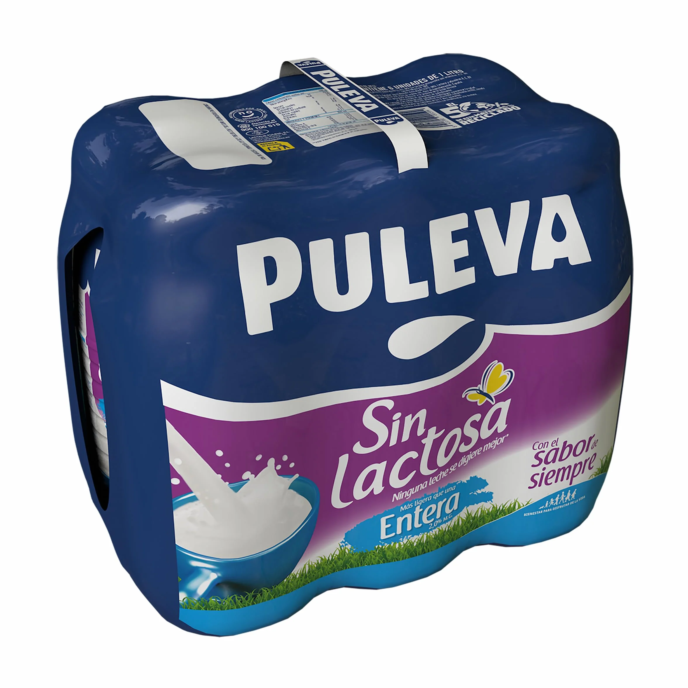 Puleva Mañanas Ligeras Leche Sin Lactosa Entera 6 x 1 L