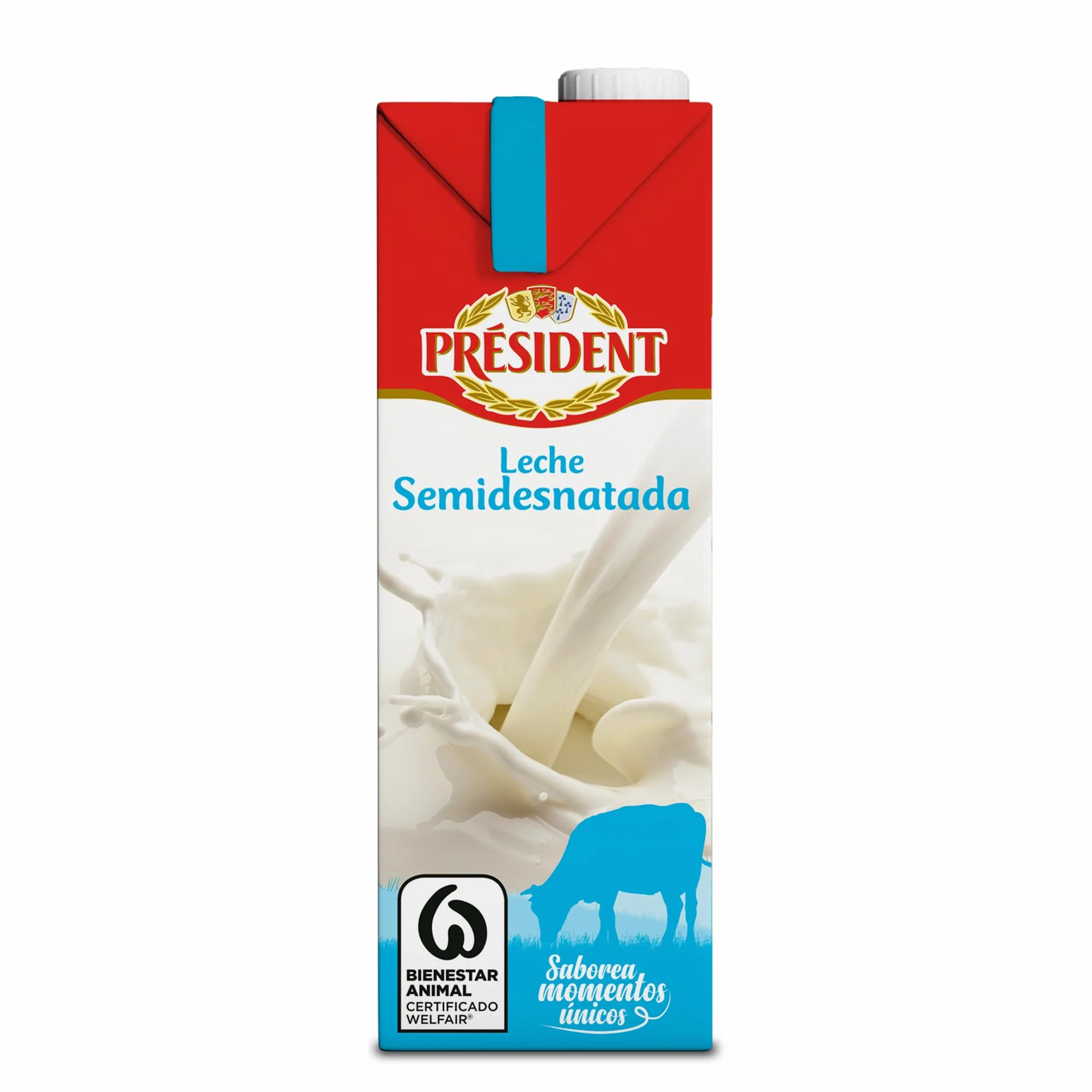 Président Leche Semidesnatada Bienestar Animal Brik UHT Pack 6 x 1L