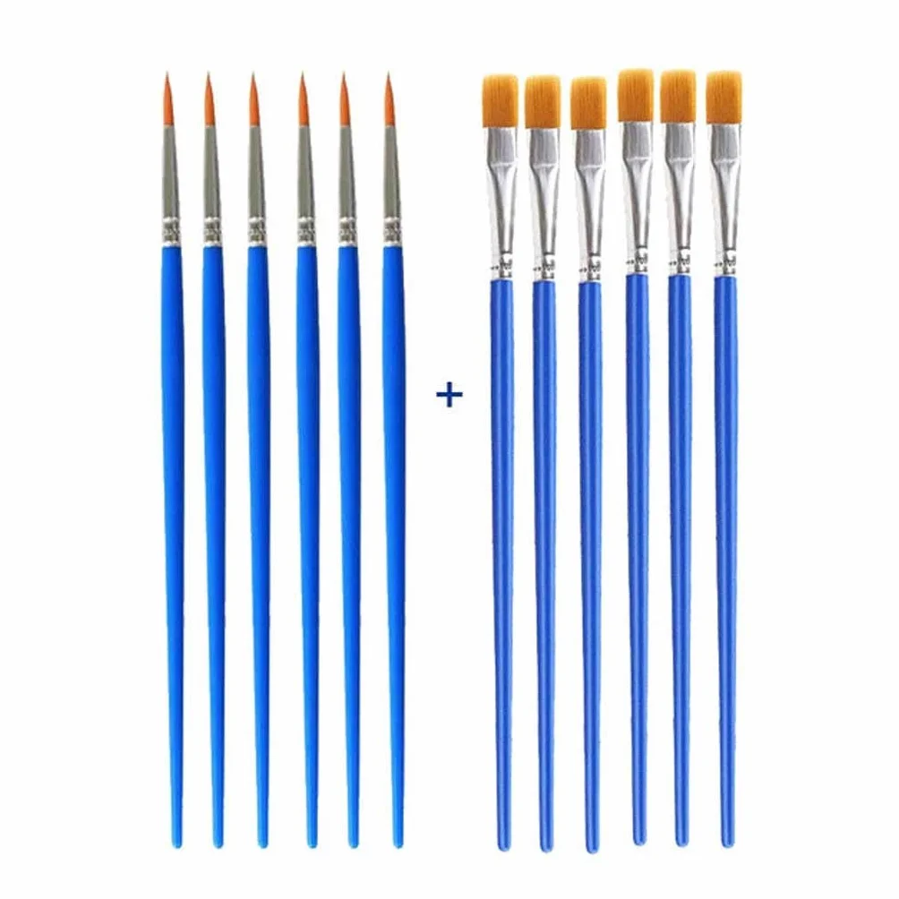 12 Uds. Pincel de Pintura con Detalle de Pelo de Nailon para niños, Suministros de Arte DIY, Herramienta para Artista de Acuarela, Pincel de Pintura, artículos de Dibujo artístico