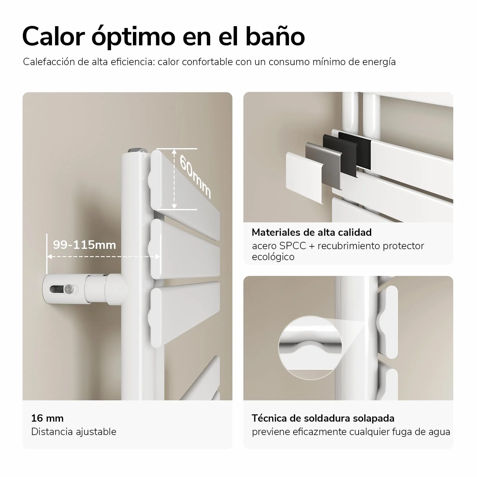 EMKE Radiador Toallero Eléctrico con WiFi Termostato 76x50 cm, 400W Blanco, Toallero Eléctrico de Bajo Consumo, Resistencia Calefactora con Temporizador,Calienta Toallas,Secatoallas