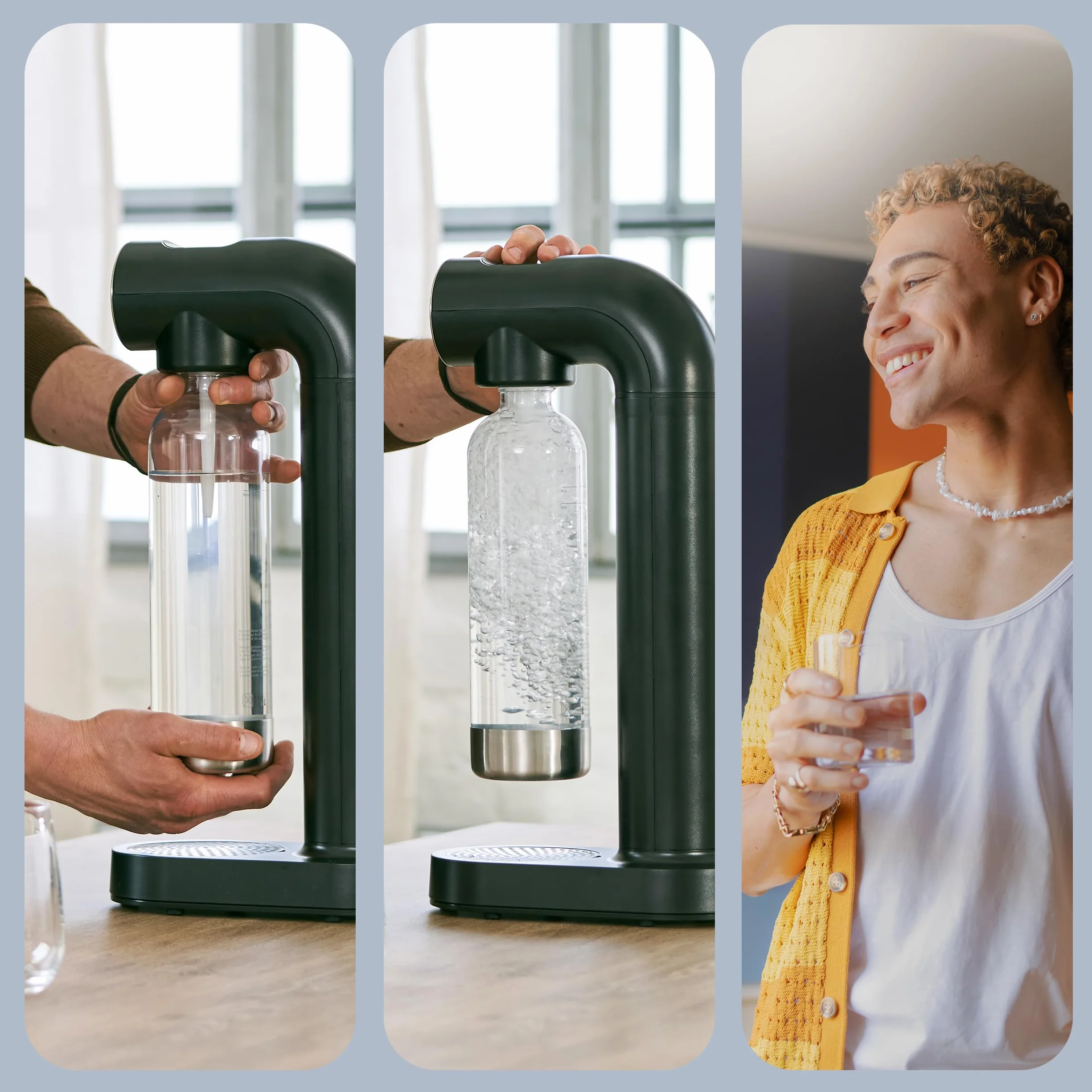 BRITA sodaONE Aireador de agua gas chispeante Negro con cilindro CO2 botella PET sin BPA