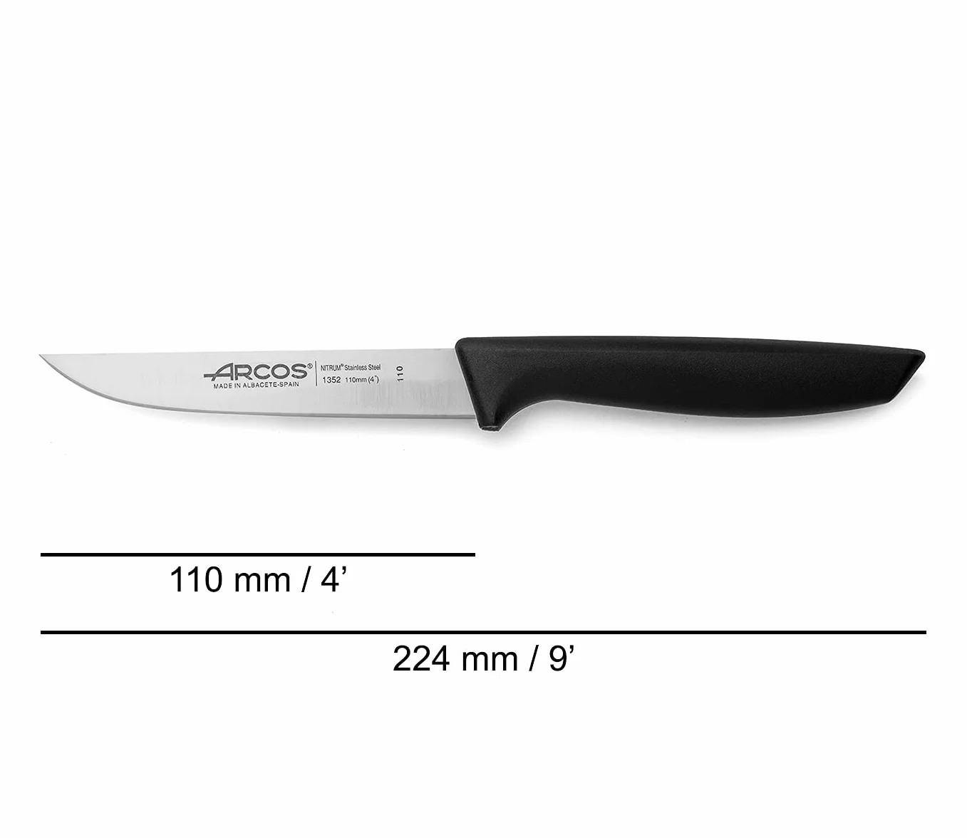 Arcos Series Niza - Juego de Cuchillos Cocina, 6 Piezas, Cuchillos Verduras 110 mm, + Cuchillo Mesa, Envase 100% Ecológico, Acero Inoxidable NITRUM