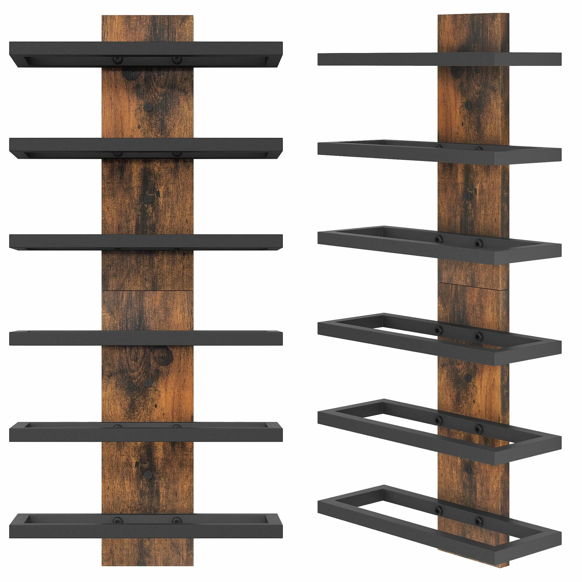 FAVOOSTY Botellero Pared 1 Set, Botellero Vertical, Estante para Botellas con 6 Niveles, 6 Botellas de Vino, Soporte para Botellas, Estante de Metal para Botellas de Vino, para Comedor, Bodega, Negro