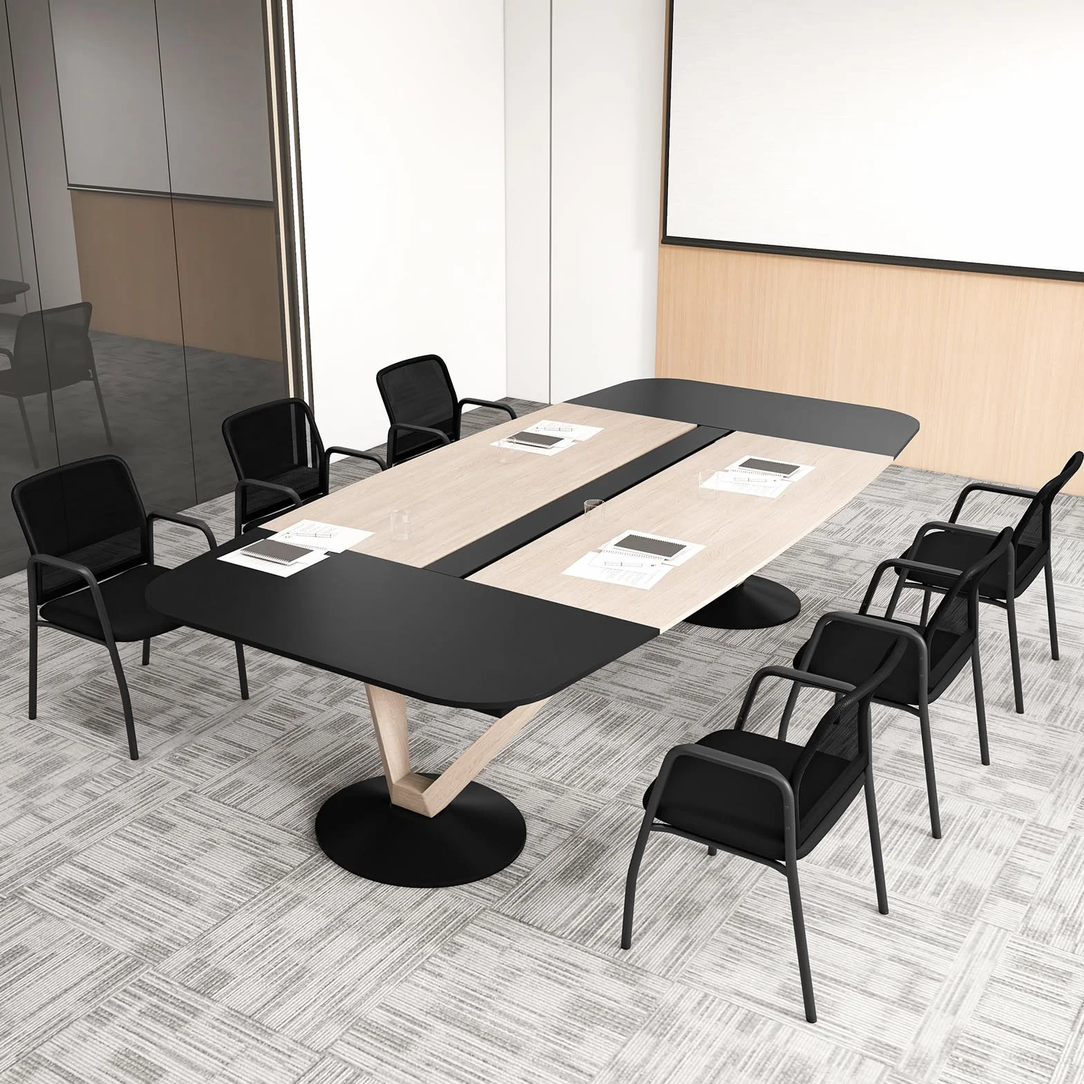 COSTWAY 2 Sillas Sala de Espera, Brazos y Asiento Acolchado, Malla, Respaldo Ergonómico, Carga 150kg, Negro