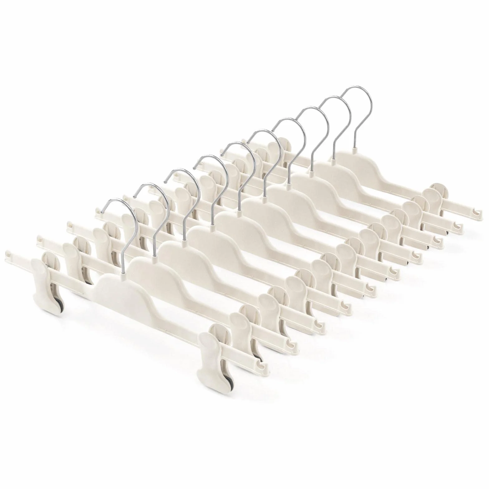 Mainetti Perchas de terciopelo antideslizante, con pinzas de goma, para faldas, vaqueros, pantalones de hombre y mujer, perchas ahorran espacio, ligeras, fabricadas en Italia, juego de 10 unidades