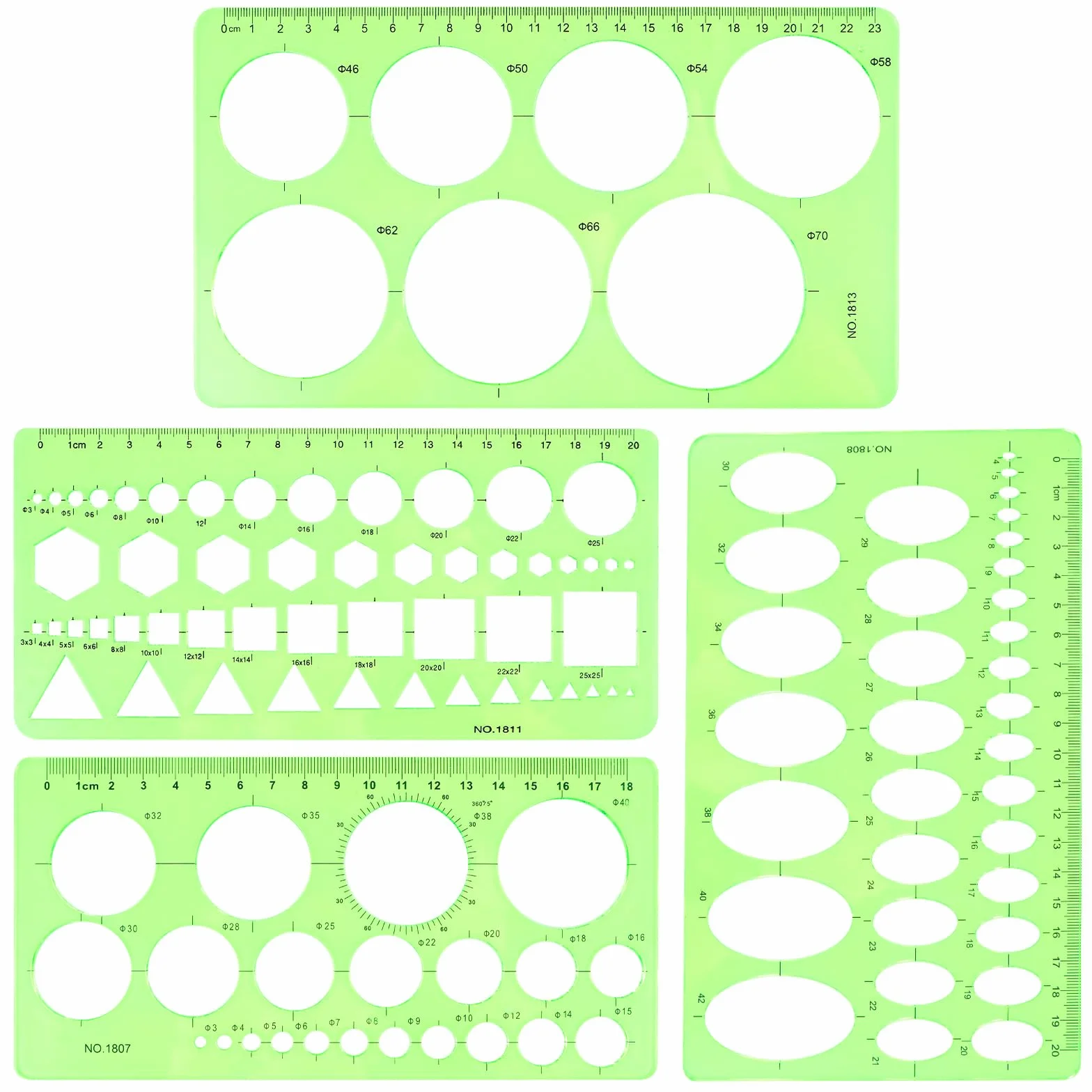 Plantilla circular Ymapinc para dibujar, reglas de medición geométricas transparentes, 4 piezas