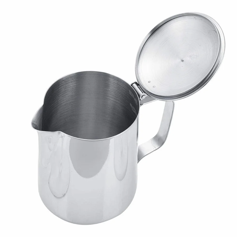 Nikou Taza de espuma, taza de café de acero inoxidable Jarra de espuma de leche Jarra con tapa para café con leche Arte(600ml)