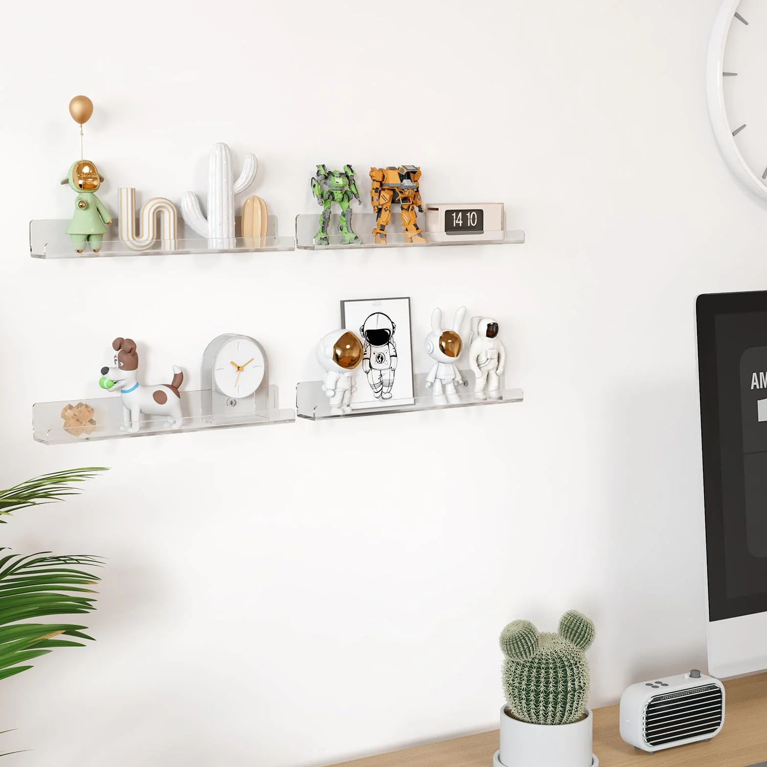 Lifewit Estantes Flotantes para Vinilos de 12 Pulgadas Paquete de 6 Unidades de Acrílico Transparente