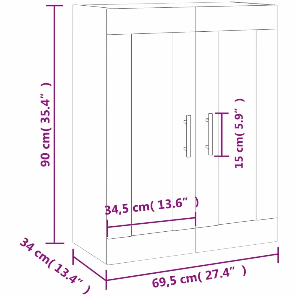 vidaXL Armario de Pared Blanco 69,5x34x90 cm, Armario, Armario Colgante, Armario Auxiliar, Armario de almacenaje, Armario Colgante de Pared