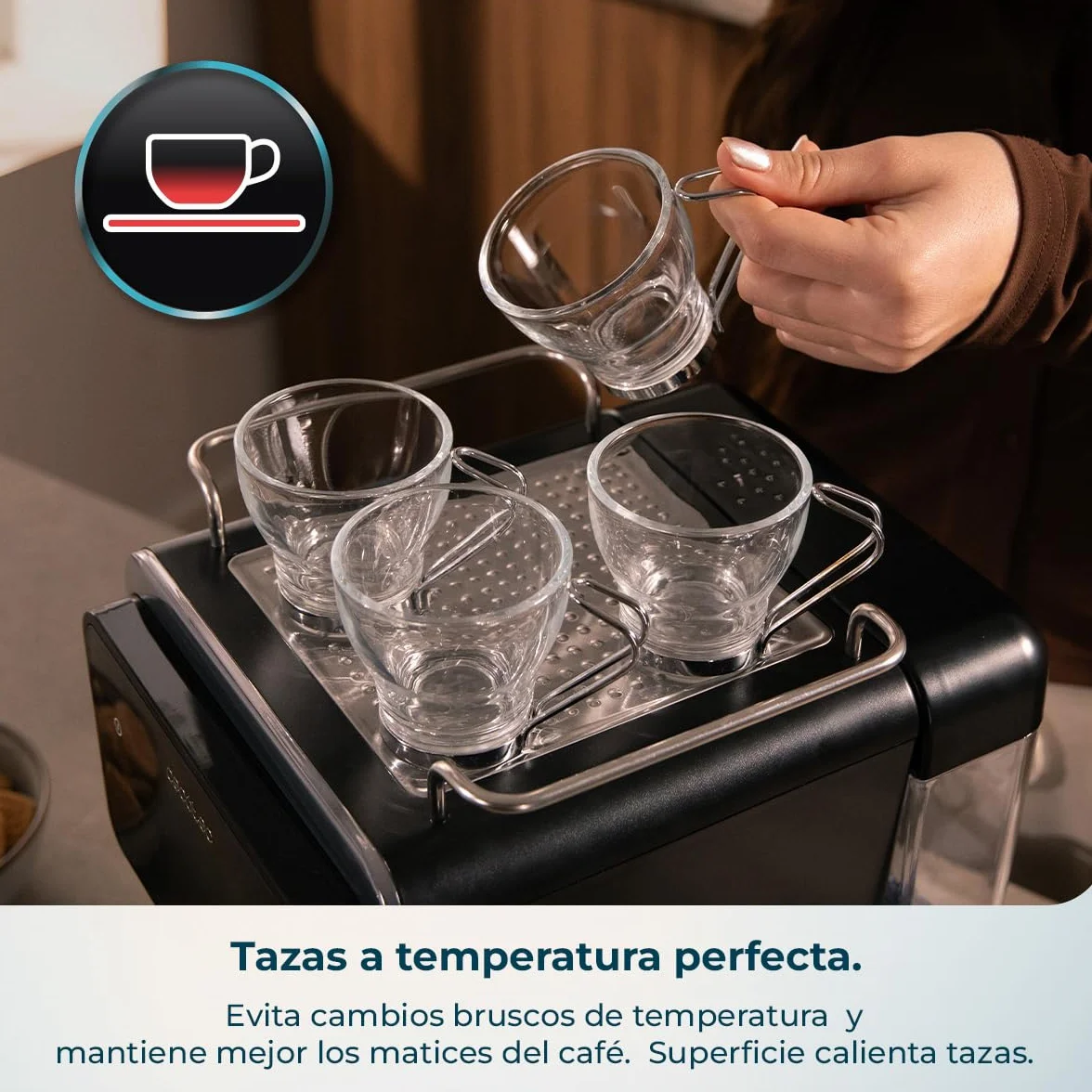 Cecotec Cafetera Express Semiautomática Power Espresso 1350W 20 Bares Pantalla Táctil 1.5L Depósito Agua 500ml Leche