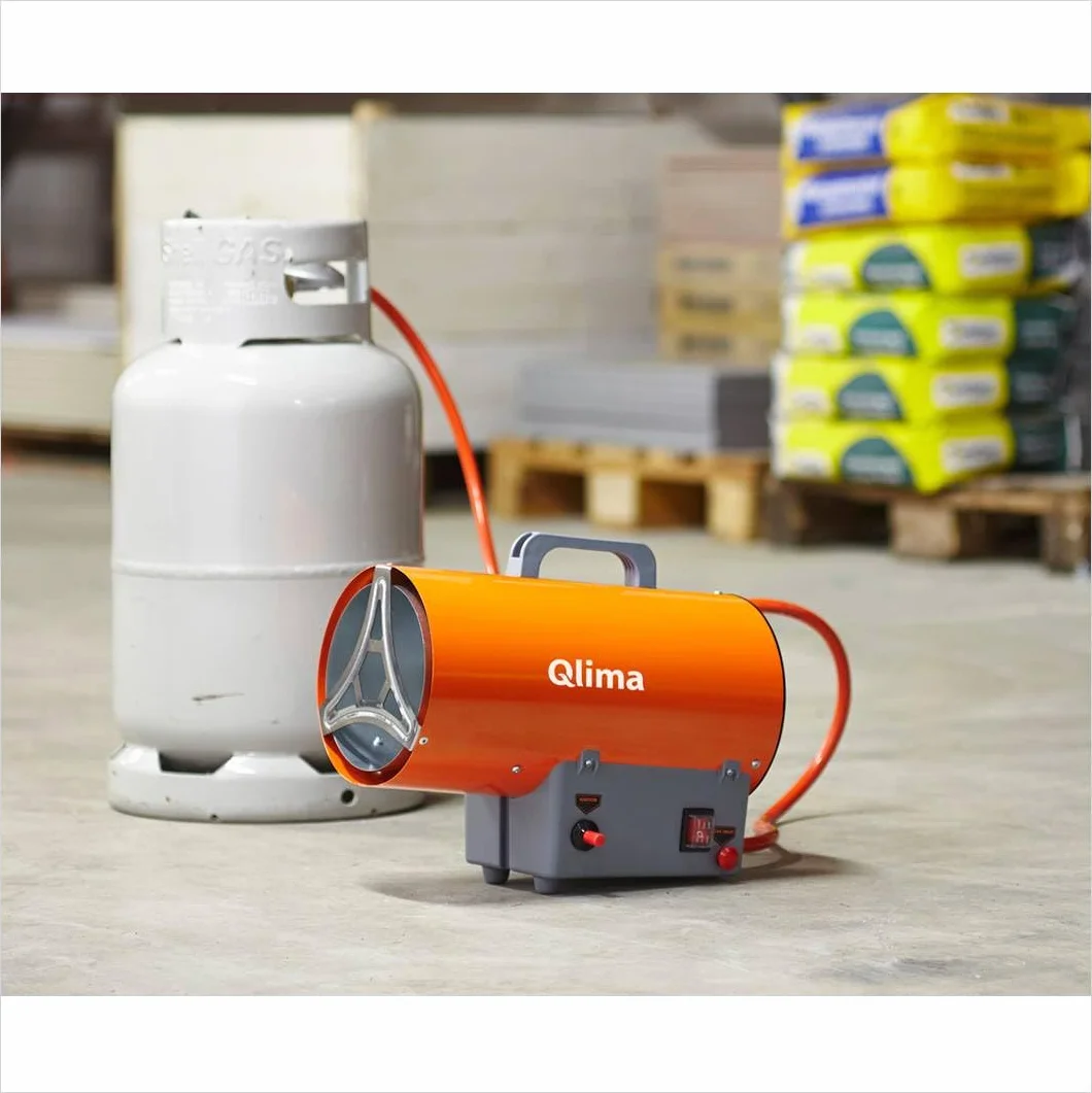 Qlima GFA1010 - Calentador de estufa de gas de aire forzado, termoventilador industrial de alta potencia, de butano o propano, encendido rápido, generador de calor instantáneo con ventilador 10 kW