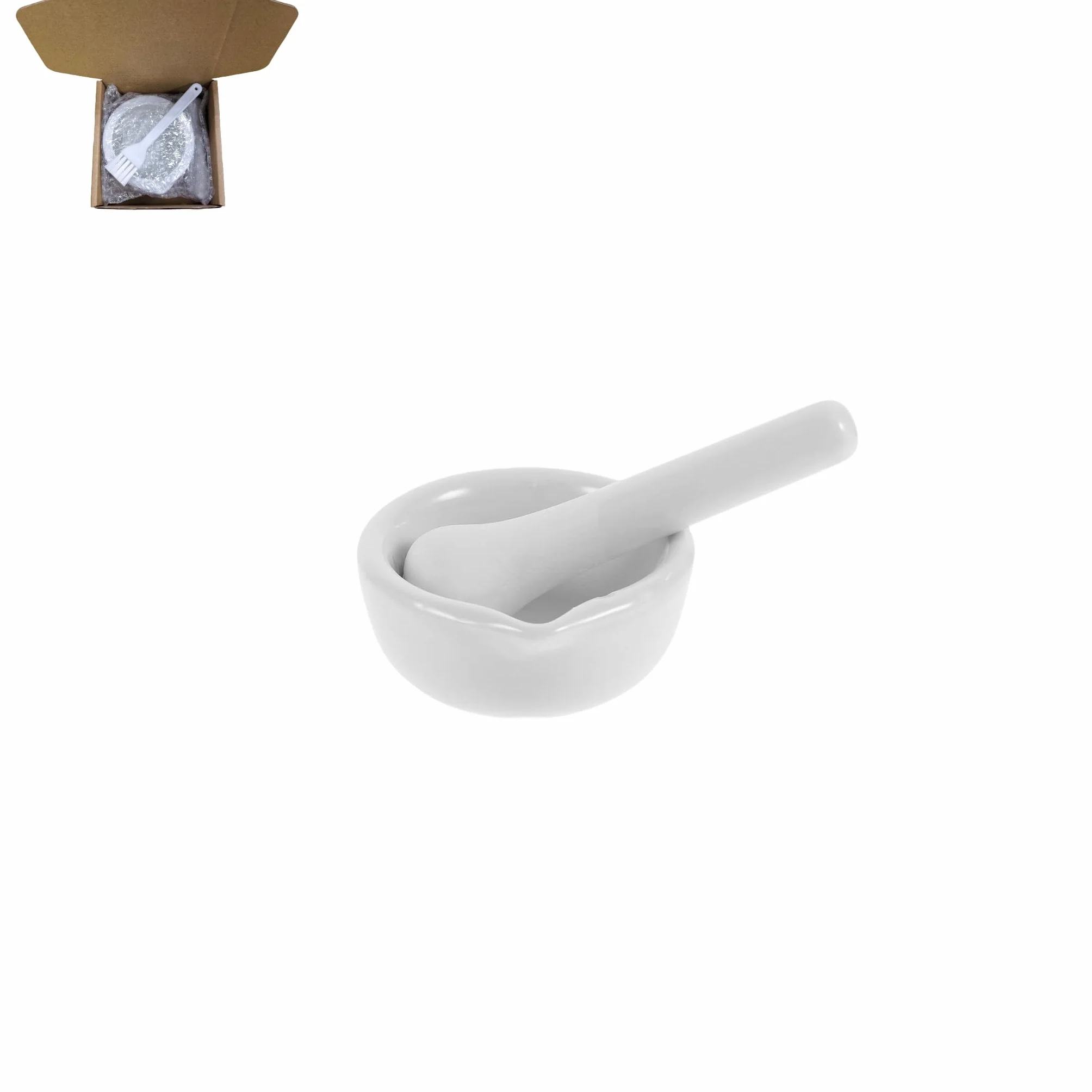 Juego de mortero y maja, pequeño juego de mortero y maja de porcelana, tazón de cerámica para medicinas, mortero para pesto, apto para el hogar y el laboratorio(60 cm)