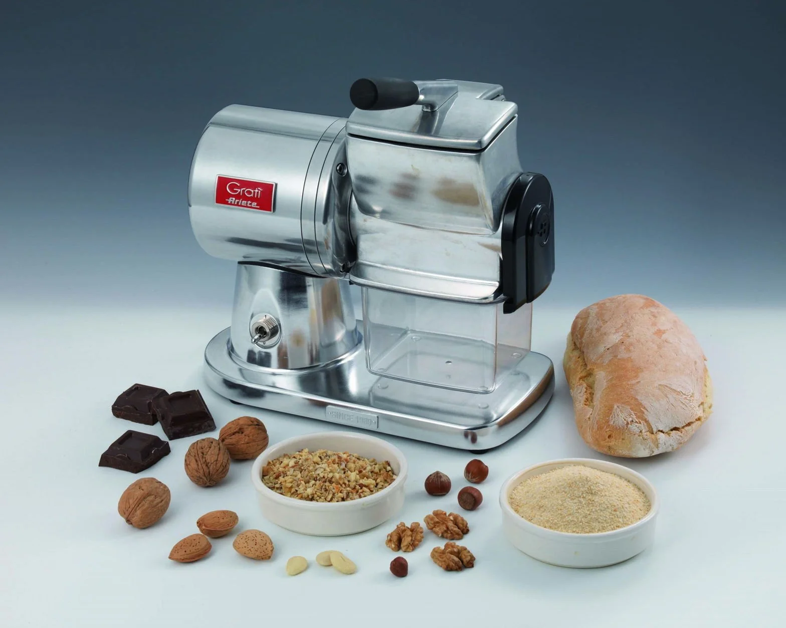 Ariete Gratì Superior 449 - Rallador Eléctrico Profesional | Cuerpo de Aluminio Fundido, Rodillo Inoxidable | para Queso, Pan Duro, Frutos Secos y Chocolate