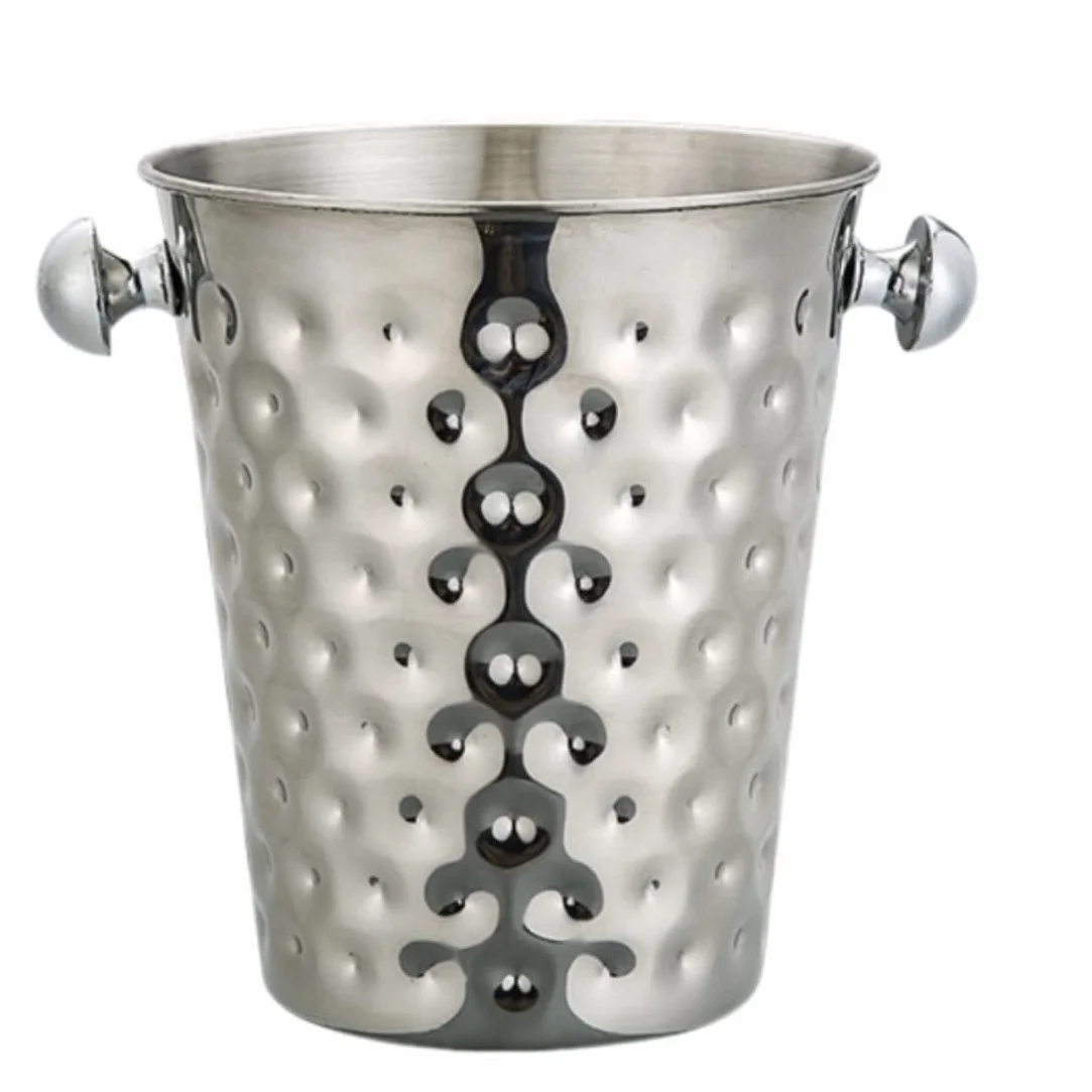 Cubo de Hielo Martillado Acero Inoxidable | Martillado multicolor for fiesta: Cubitera de acero inoxidable(Silver)