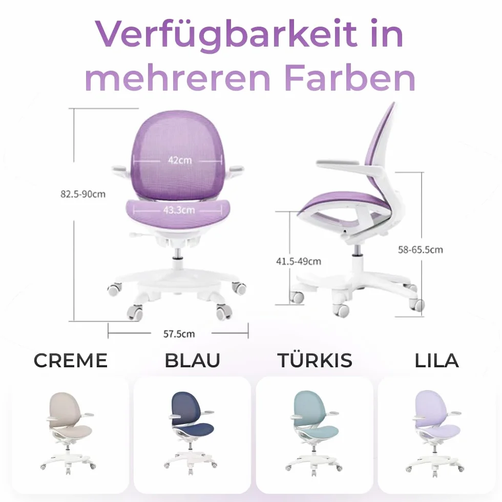 Spacetronik Silla de escritorio para niños – Silla de oficina infantil con reposapiés y reposabrazos ajustables – Silla de escritorio ergonómica para niños de 5 – 14 años de edad – 82,5 – 90 cm de