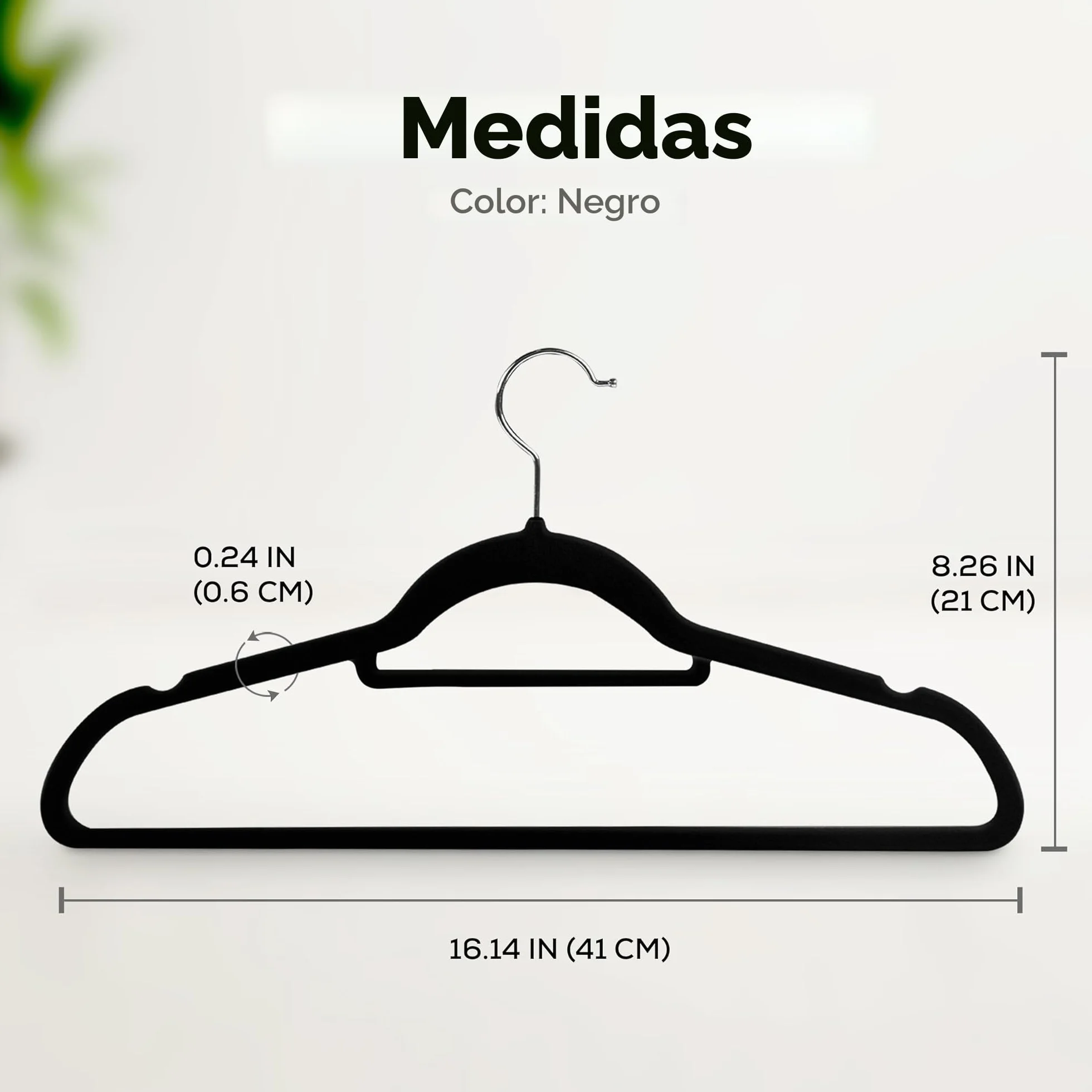 Perchas de Terciopelo Utopia Home con Tie Bar - Antideslizantes - Negro (Paquete de 50)