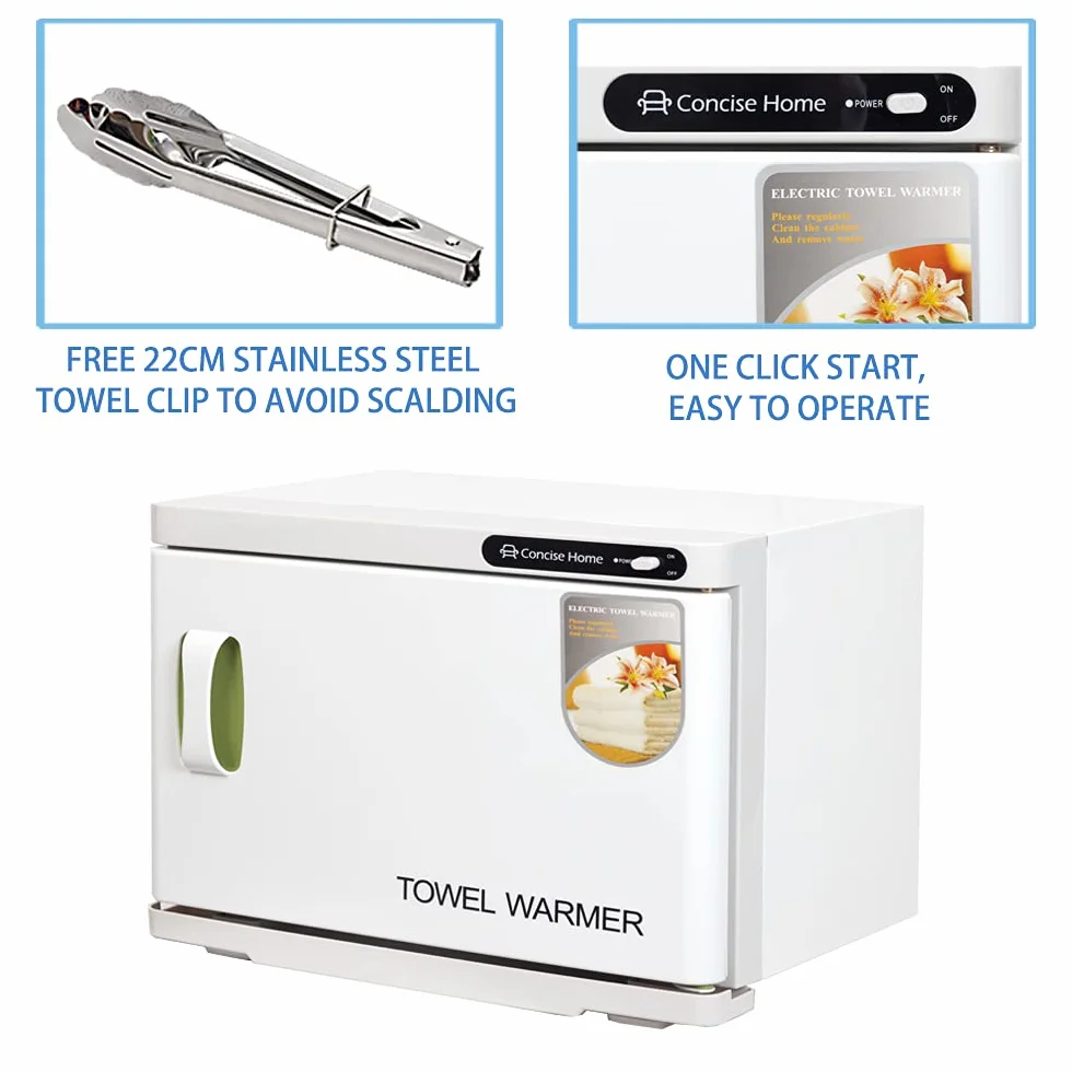 Calentador de toallas y esterilizador UV 2 en 1, calentador de toallas eléctrico de 23 litros, con 2 niveles, ideal para salón, peluquería, hotel y hogar, color blanco