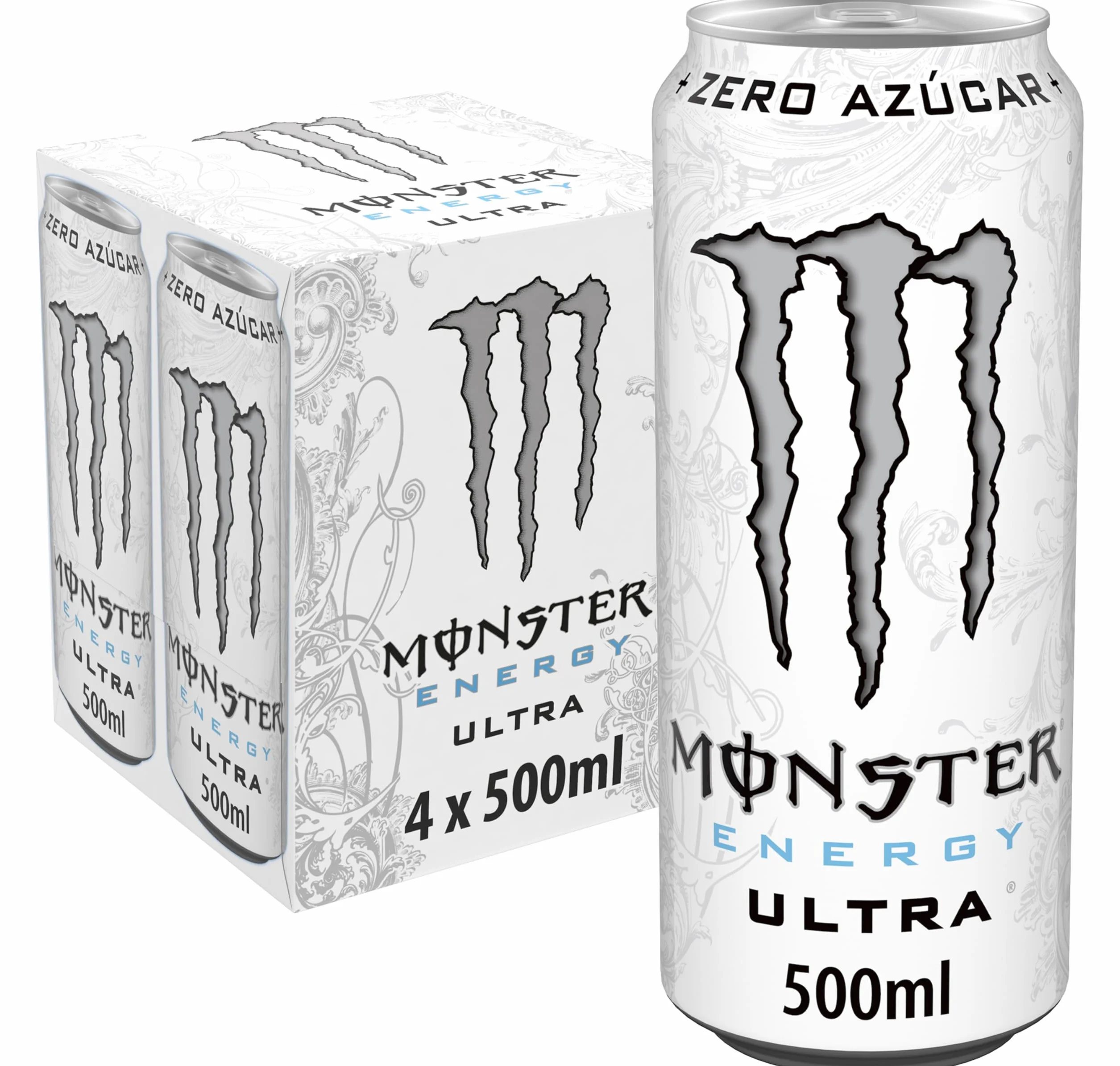 Monster Energy Ultra White Bebida Energética Sin Azúcar Pack 4 Latas 500 ml