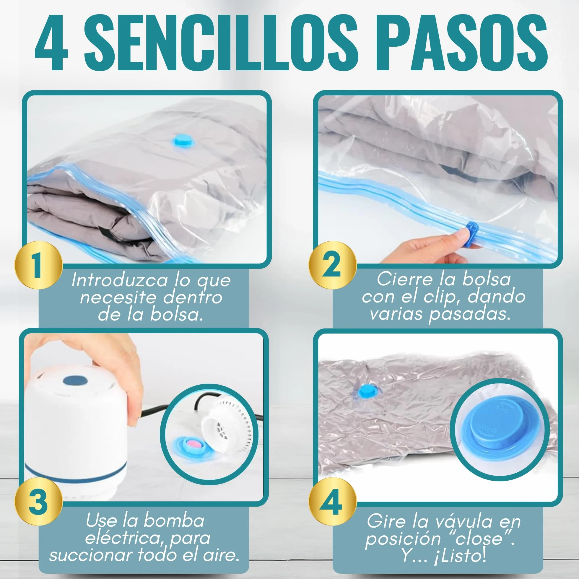 Maname Bolsas Vacío Ropa Pack 14 Bolsas al Vacío con Bomba Eléctrica