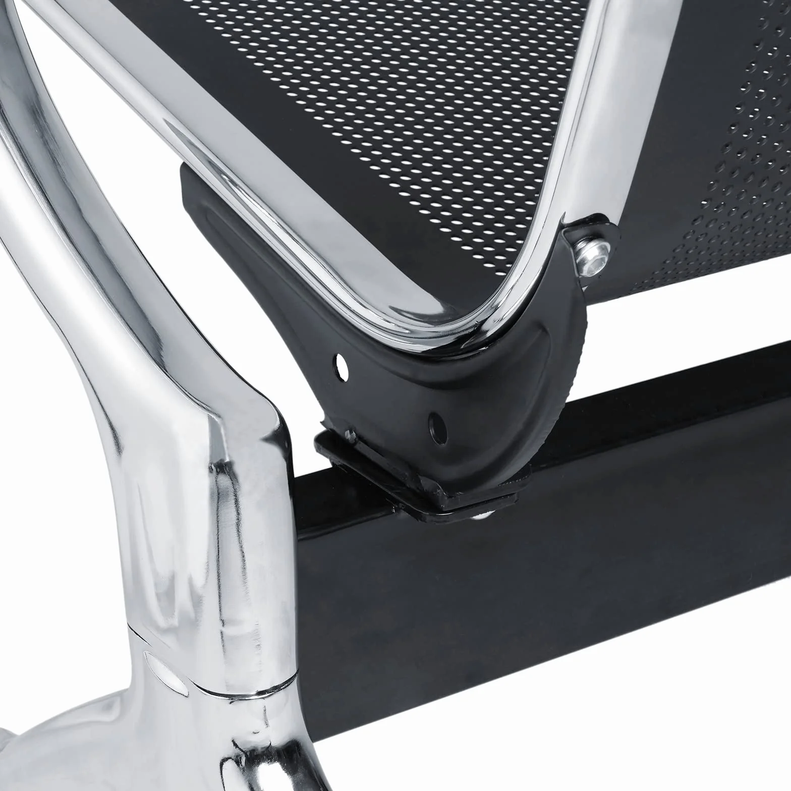 PrimeMatik - Bancada para Sala de Espera con sillas ergonómicas Negras de 4 plazas