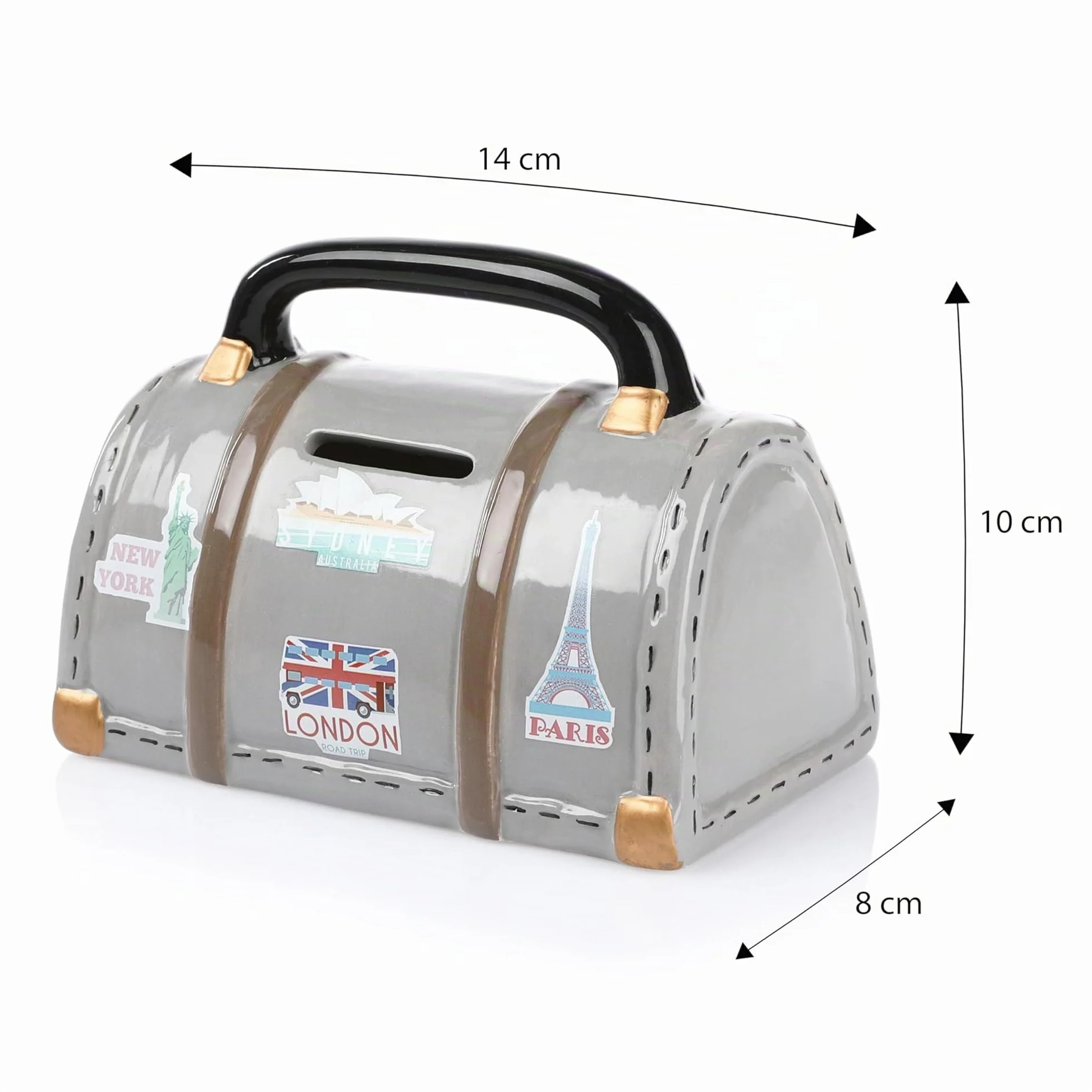 Bolsa de viaje FunX para guardar dinero – Hucha como embalaje para regalos de dinero para vacaciones, viajes o como decoración – Fondo de vacaciones 14 x 8 x 10 cm