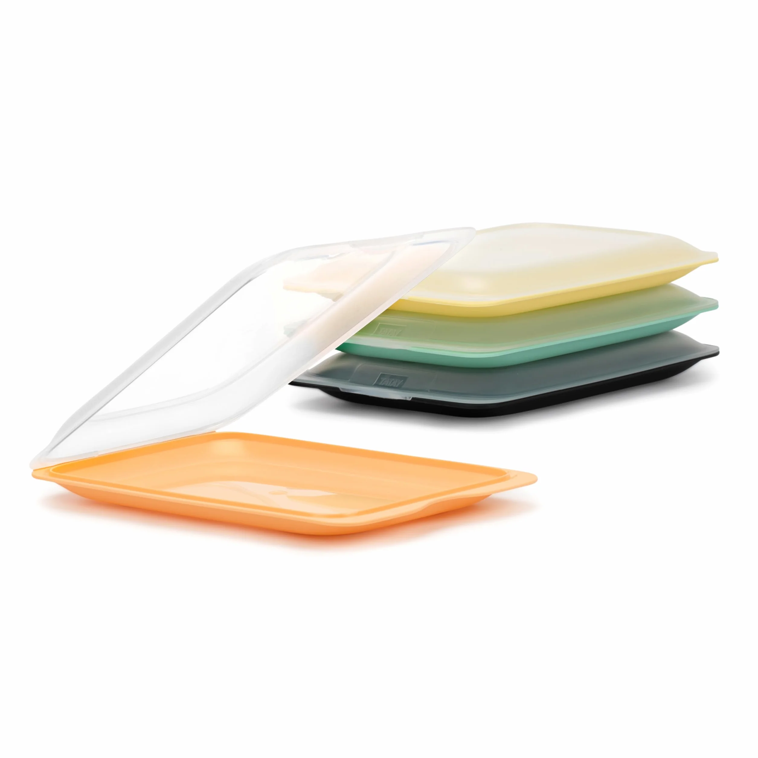 Set de 4 Porta Embutidos Fresh Tatay Apilable Tapa Extraíble Apto Congelador Lavavajillas Microondas Libre de BPA 17 x 3,2 x 25,2 cm Colores Pastel