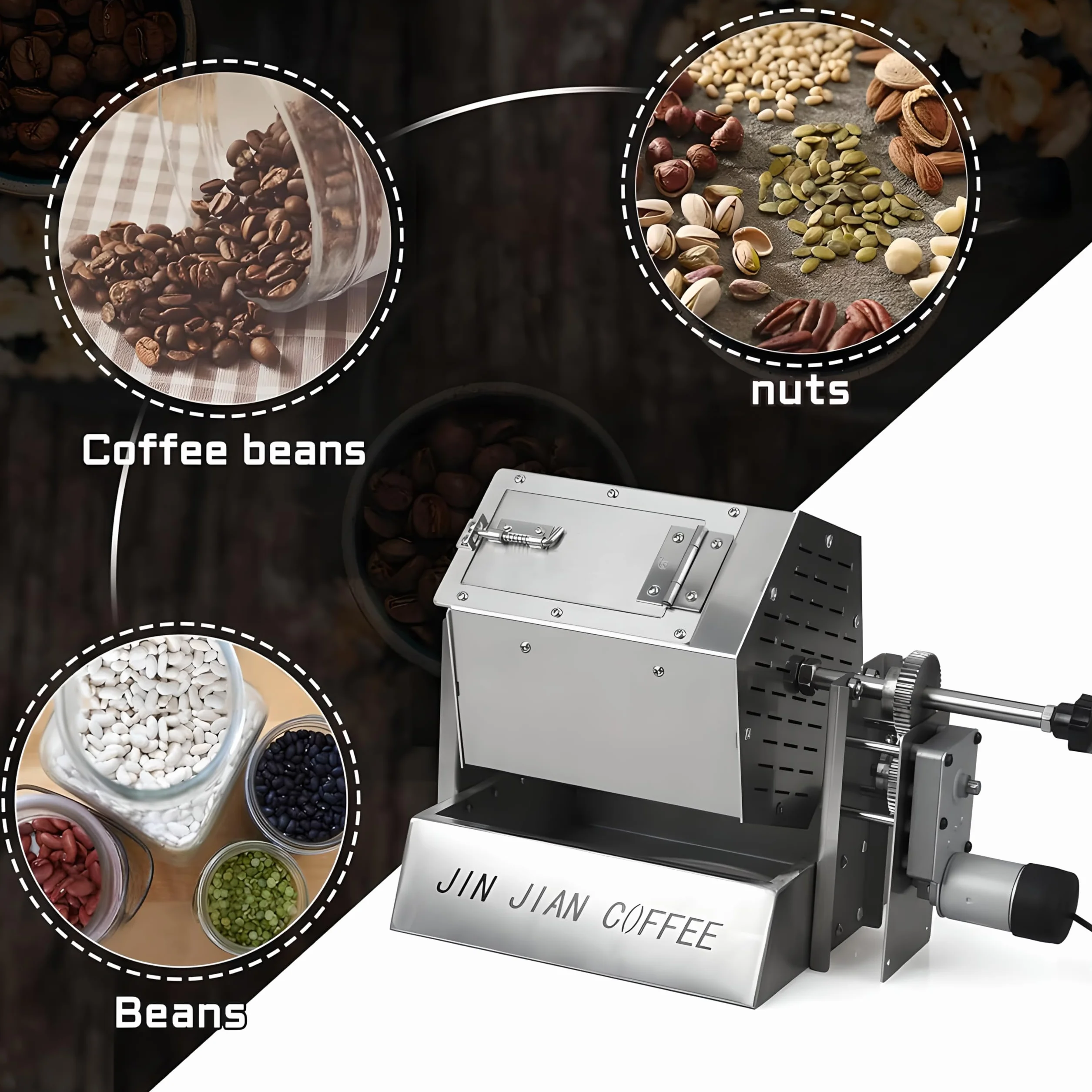 Tostador Eléctrico de Granos de Café de Tambor 3.4L con Termómetro Profesional