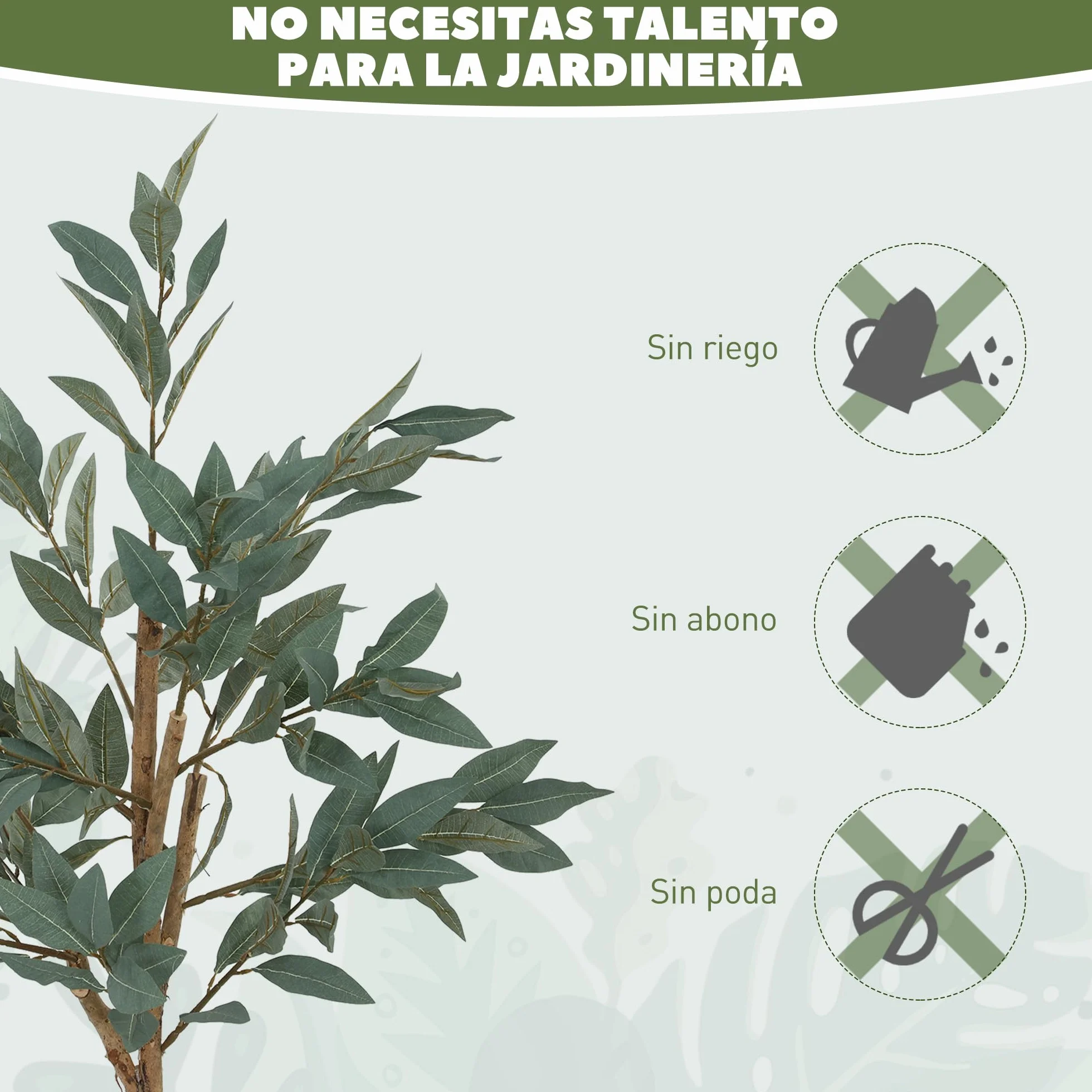 HOMCOM Planta Artificial Decorativa Grande 120 cm Laurel Interior Verde