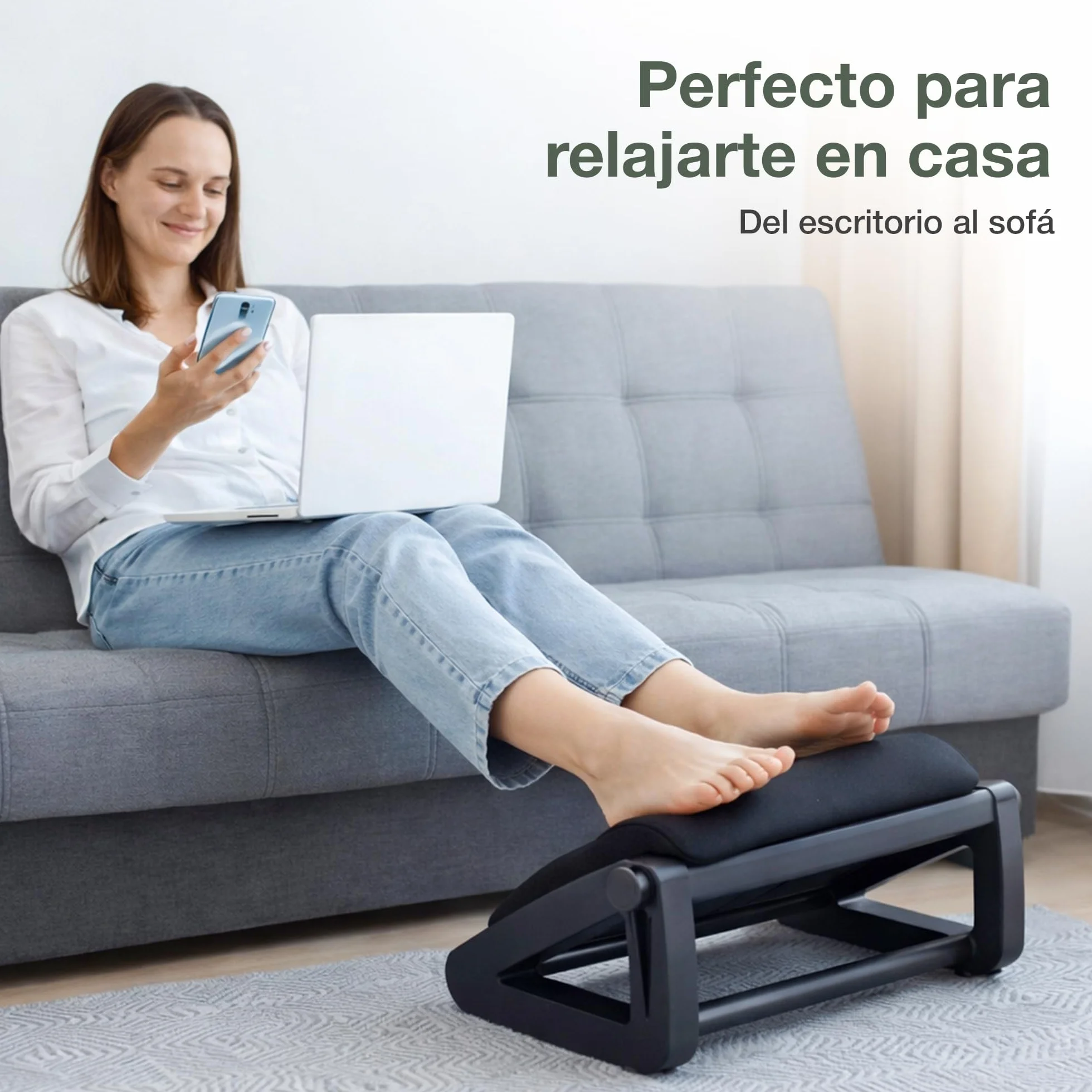 Reposapiés ergonómico con cojín viscoelástico y 6 alturas ajustables para oficina, casa y escritorio